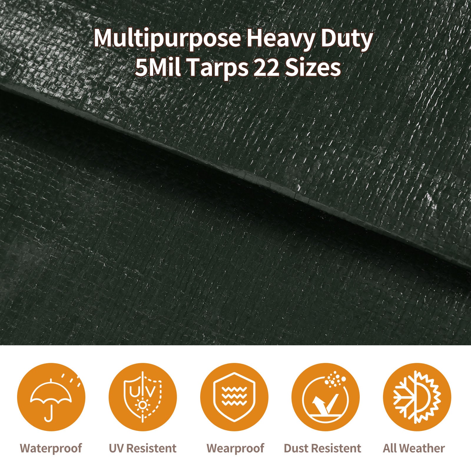 8' x 30' Heavy Duty Tarp Waterproof 2Pack 5Mil Thick Tarpaulin