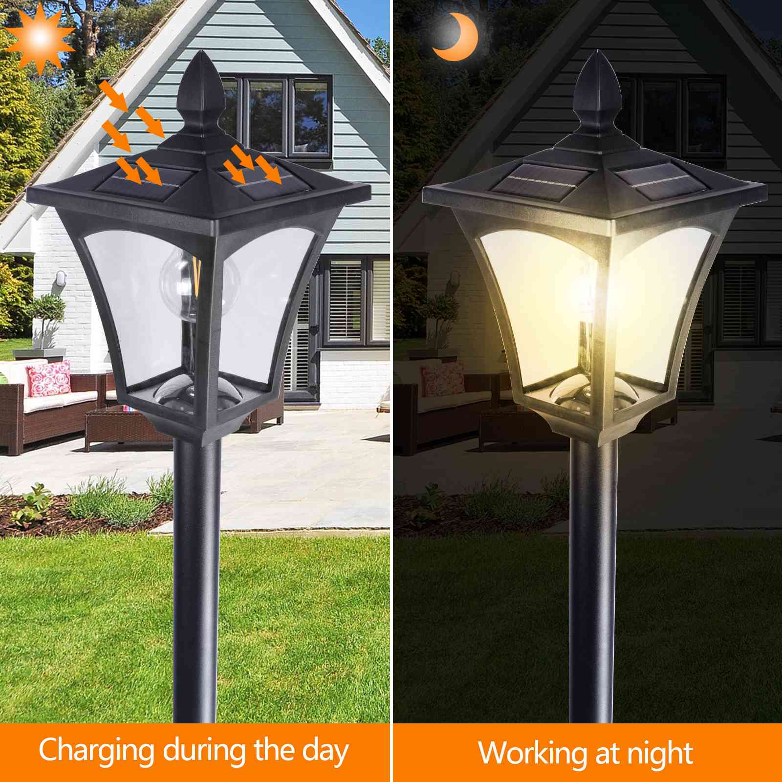 2Pack 63in Solar Post Light Waterproof Dusk to Dawn Adjustable Height