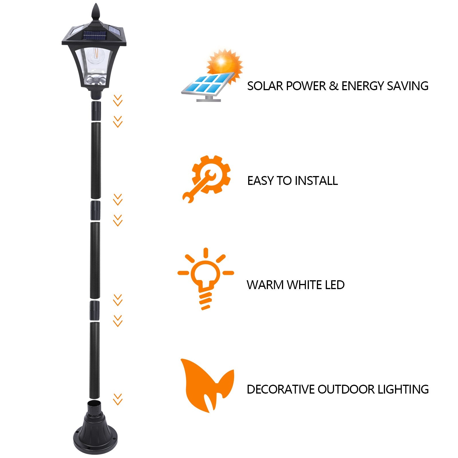 2Pack 63in Solar Post Light Waterproof Dusk to Dawn Adjustable Height