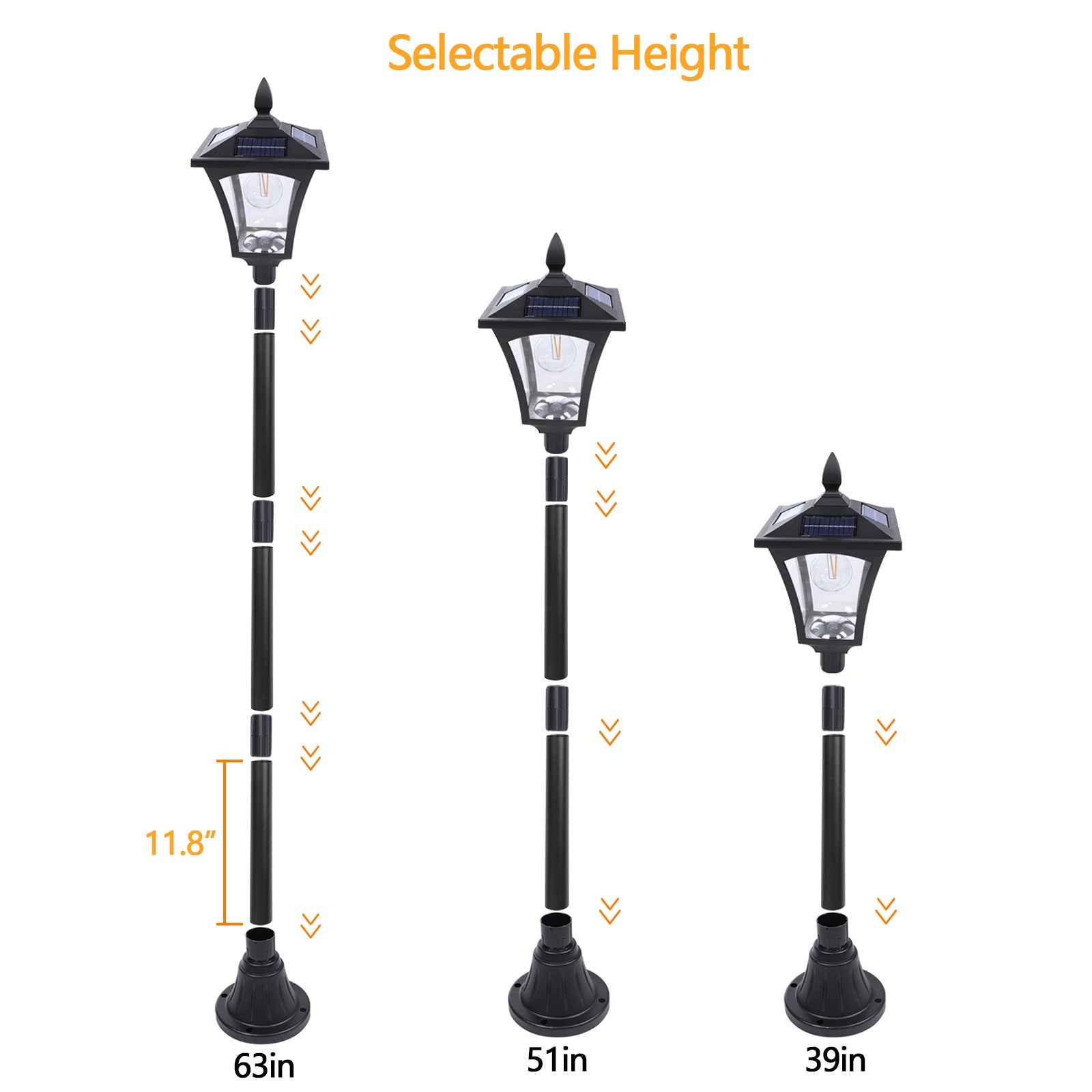 2Pack 63in Solar Post Light Waterproof Dusk to Dawn Adjustable Height