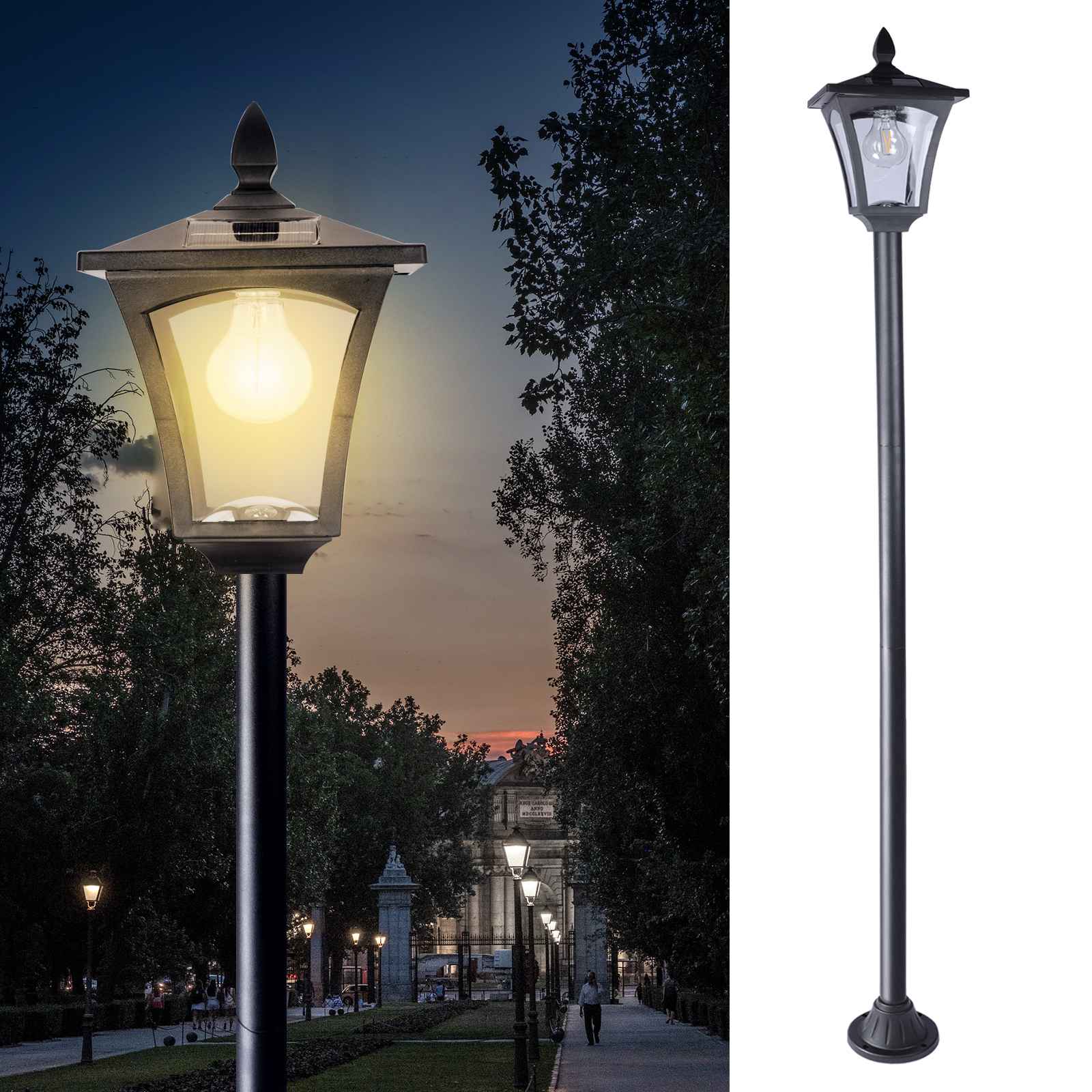 2Pack 63in Solar Post Light Waterproof Dusk to Dawn Adjustable Height