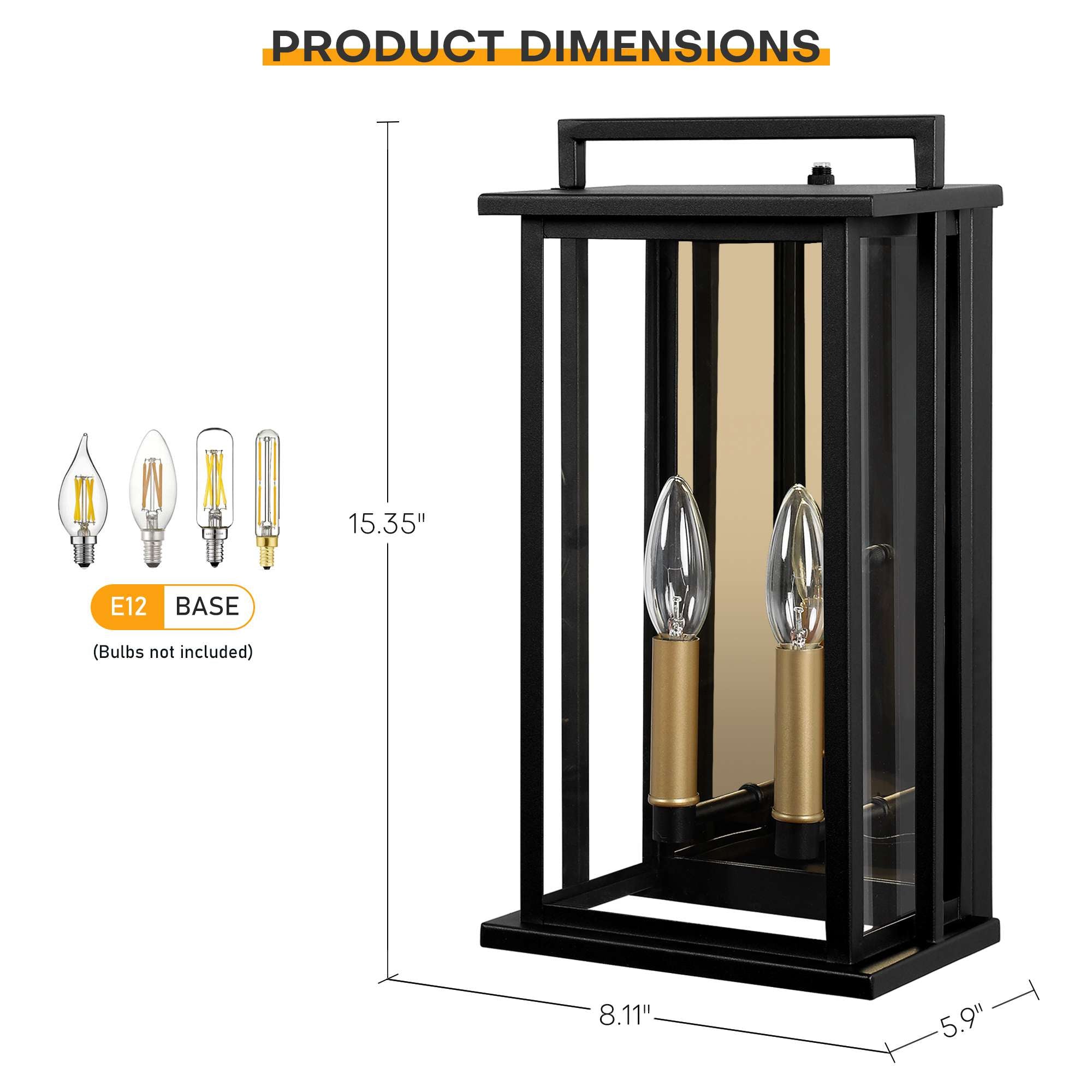 Outdoor Wall Lights 2-Light Dusk to Dawn 15.3" H Waterproof Wall Mounted Lamp