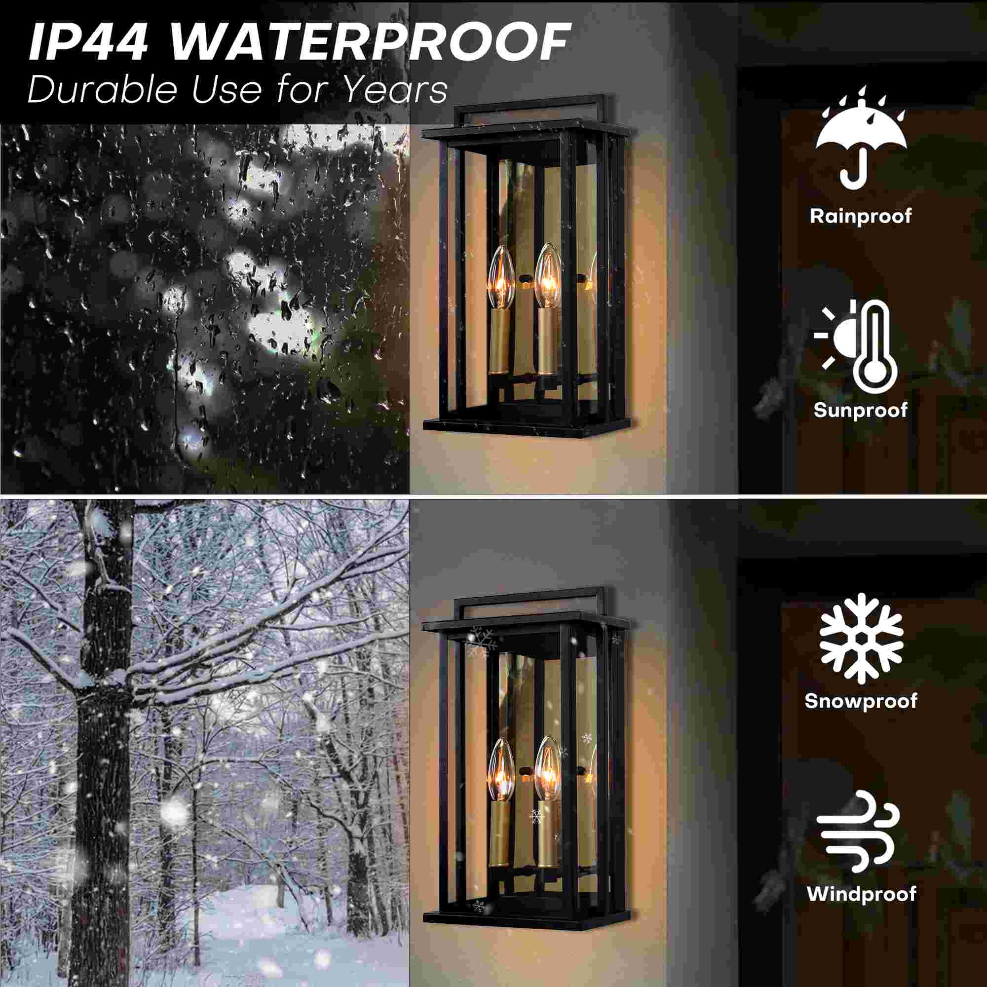 Outdoor Wall Lights 2-Light Dusk to Dawn 15.3" H Waterproof Wall Mounted Lamp