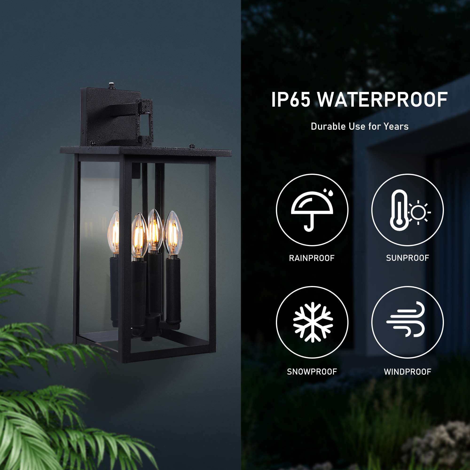 4-Light Outdoor Wall Light Large 17.3" H