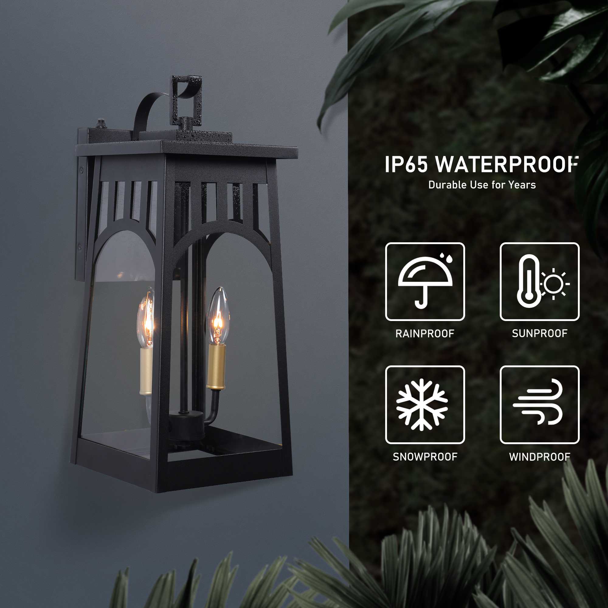 Large Outdoor Wall Mount Lamp 19.4" H 2-Light