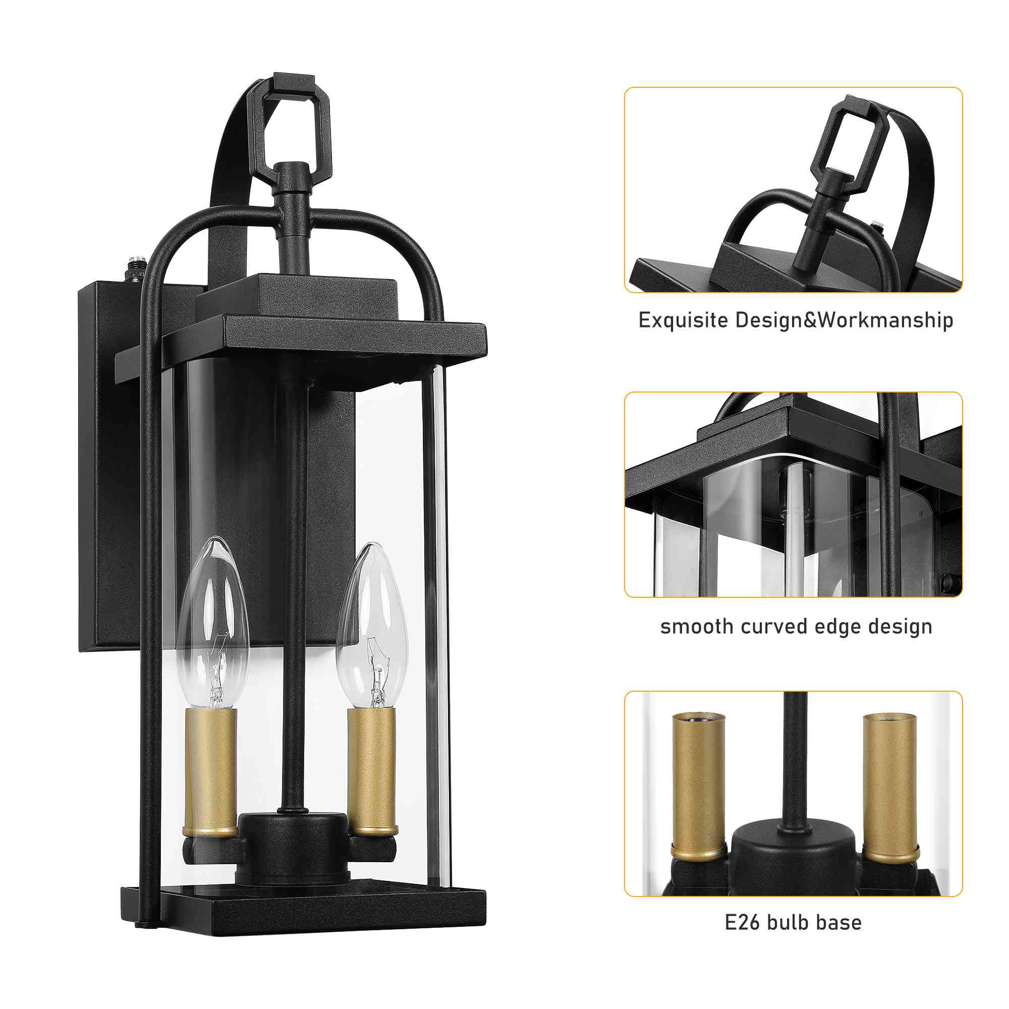 Outdoor Light Fixture Dusk to Dawn Weatherproof 14.6" H