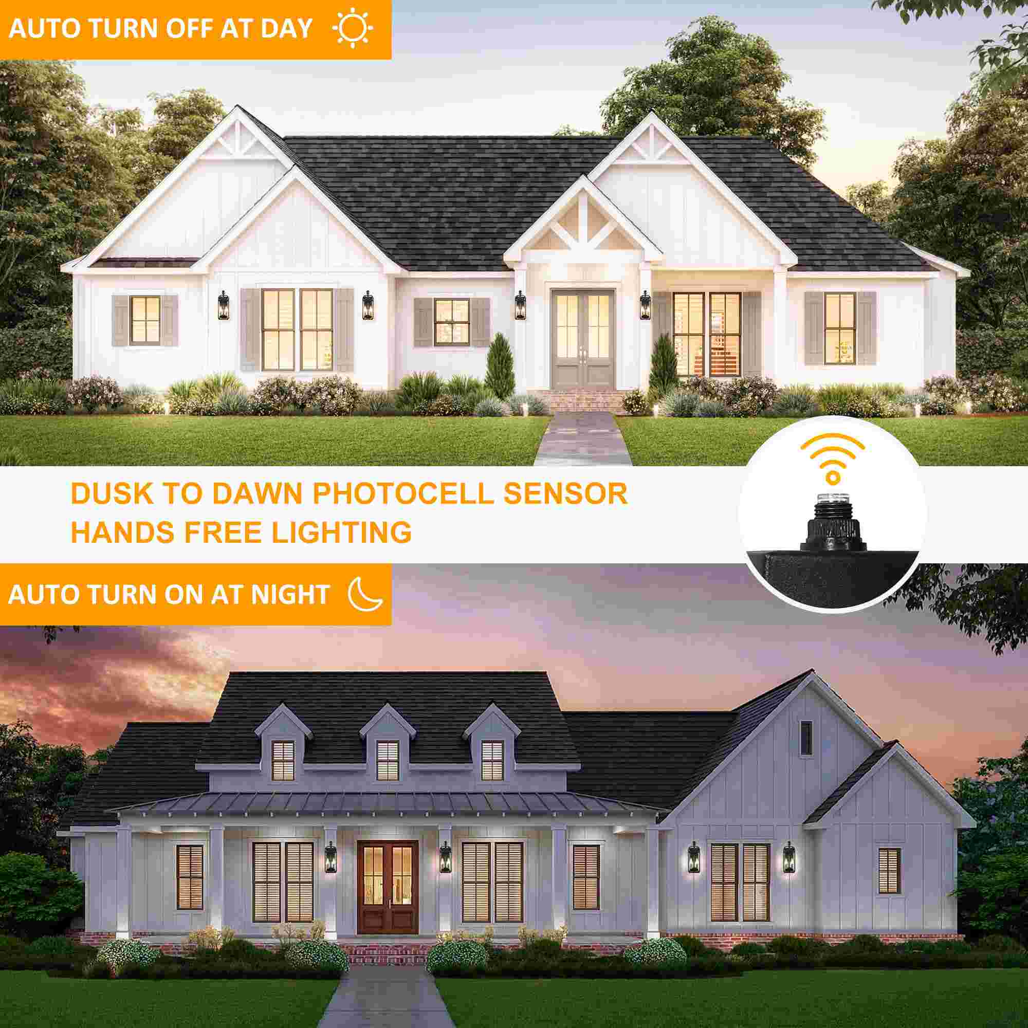 Outdoor Light Fixture Dusk to Dawn Weatherproof 14.6" H