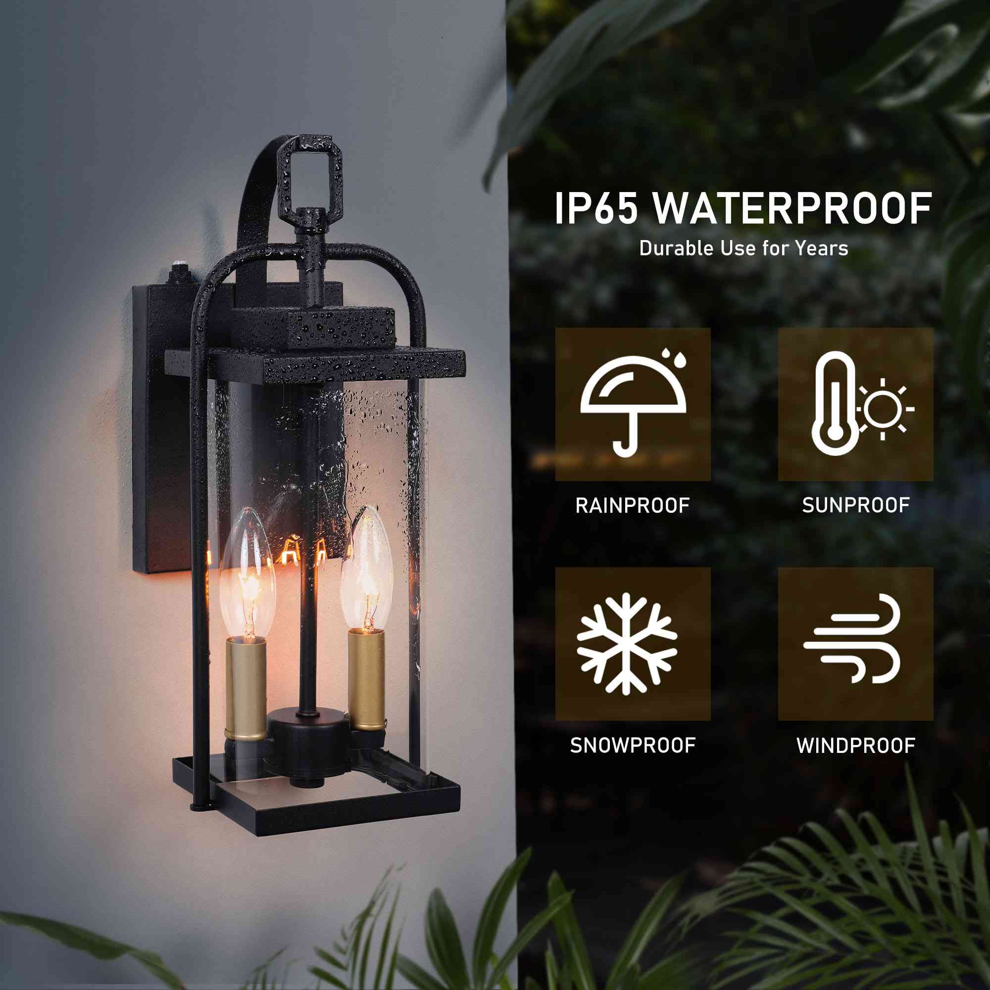 Outdoor Light Fixture Dusk to Dawn Weatherproof 14.6" H