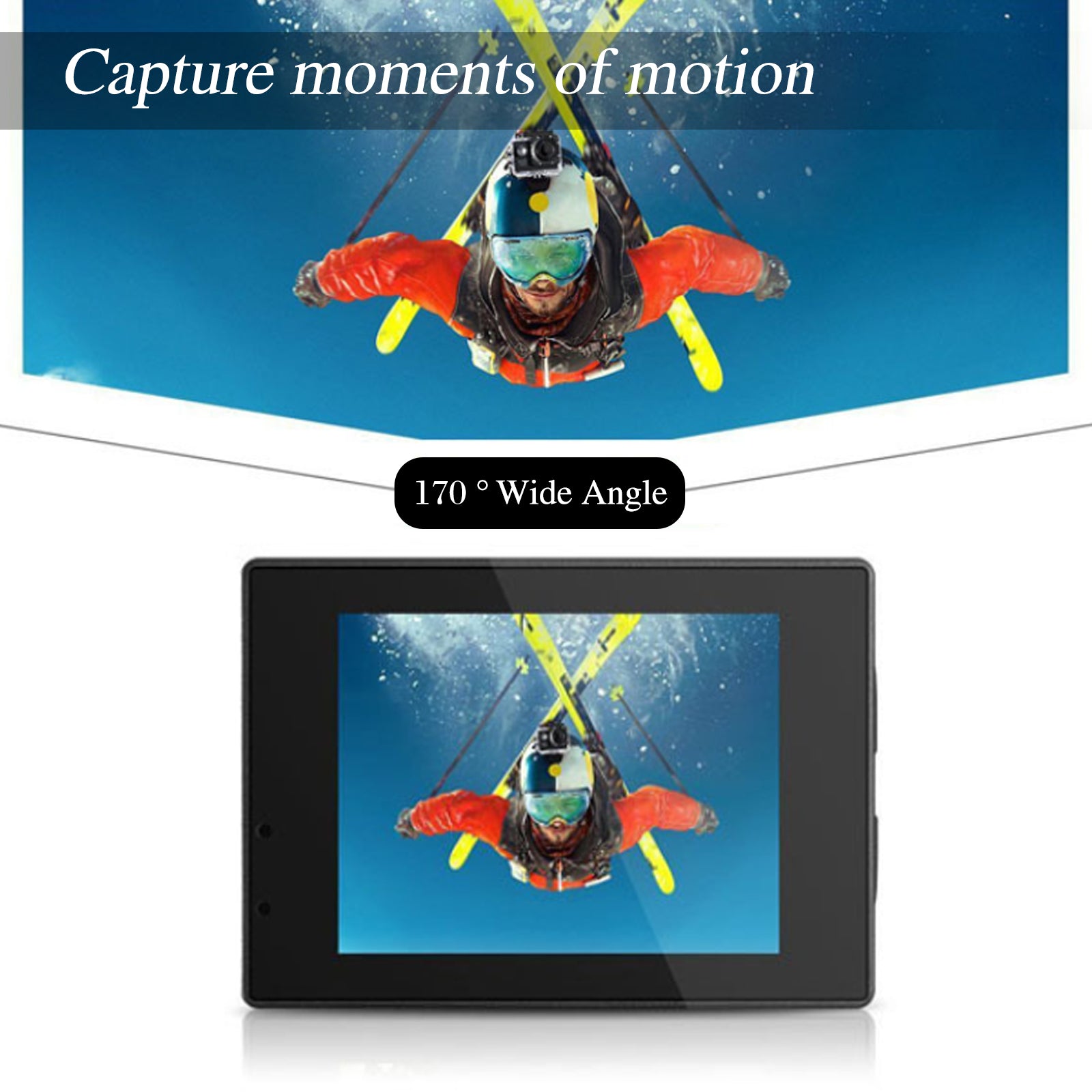 Action Camera 2X Zoom 170 Degree Wide Angle 98FT Waterproof