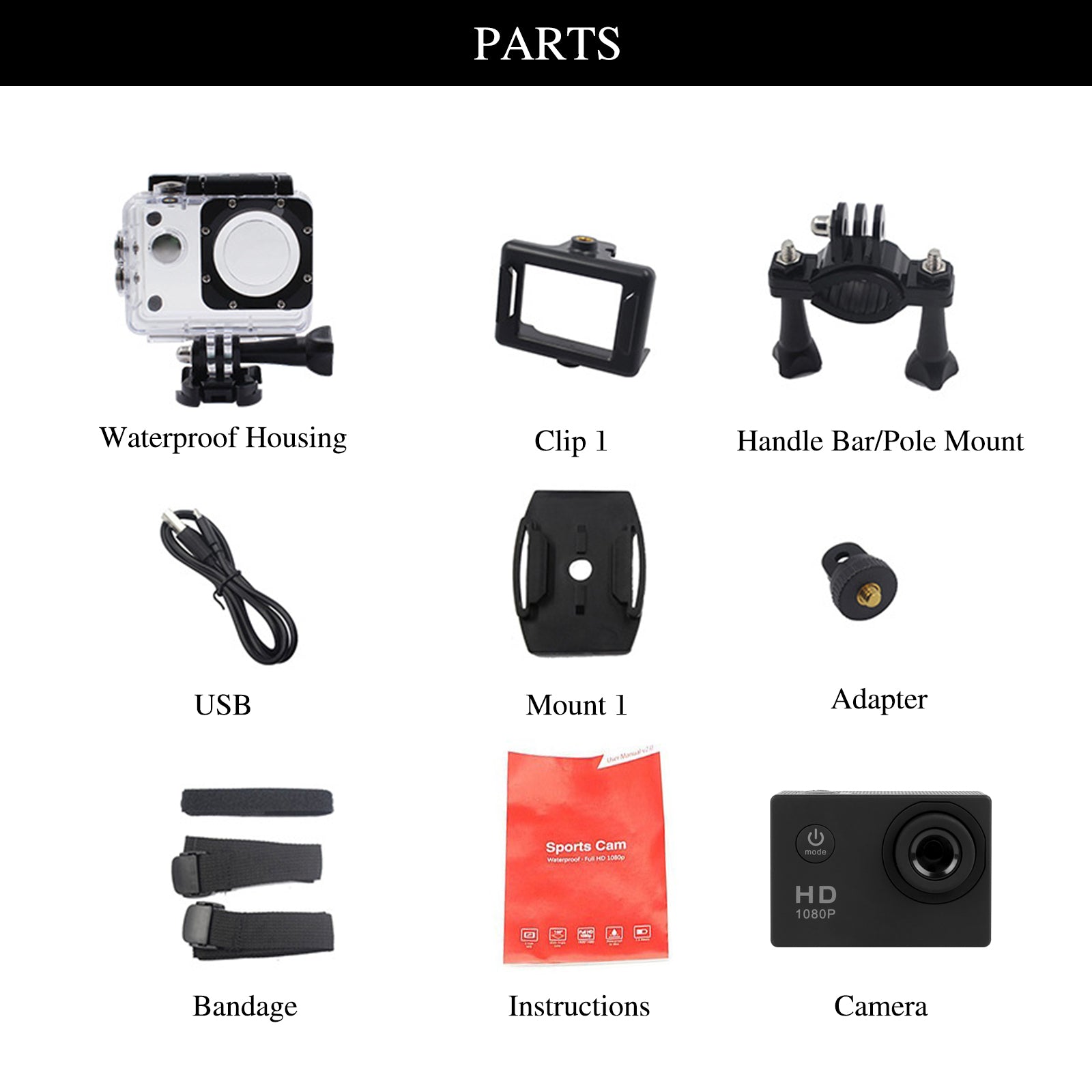 Action Camera 2X Zoom 170 Degree Wide Angle 98FT Waterproof