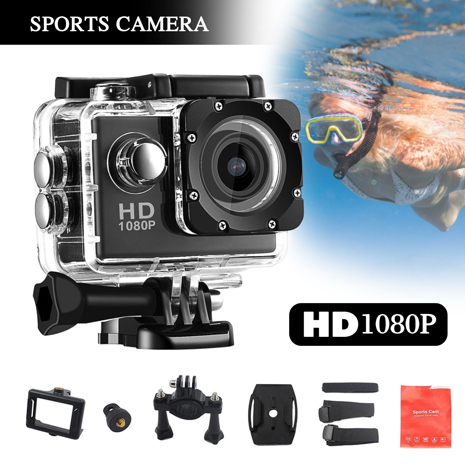 Action Camera 2X Zoom 170 Degree Wide Angle 98FT Waterproof
