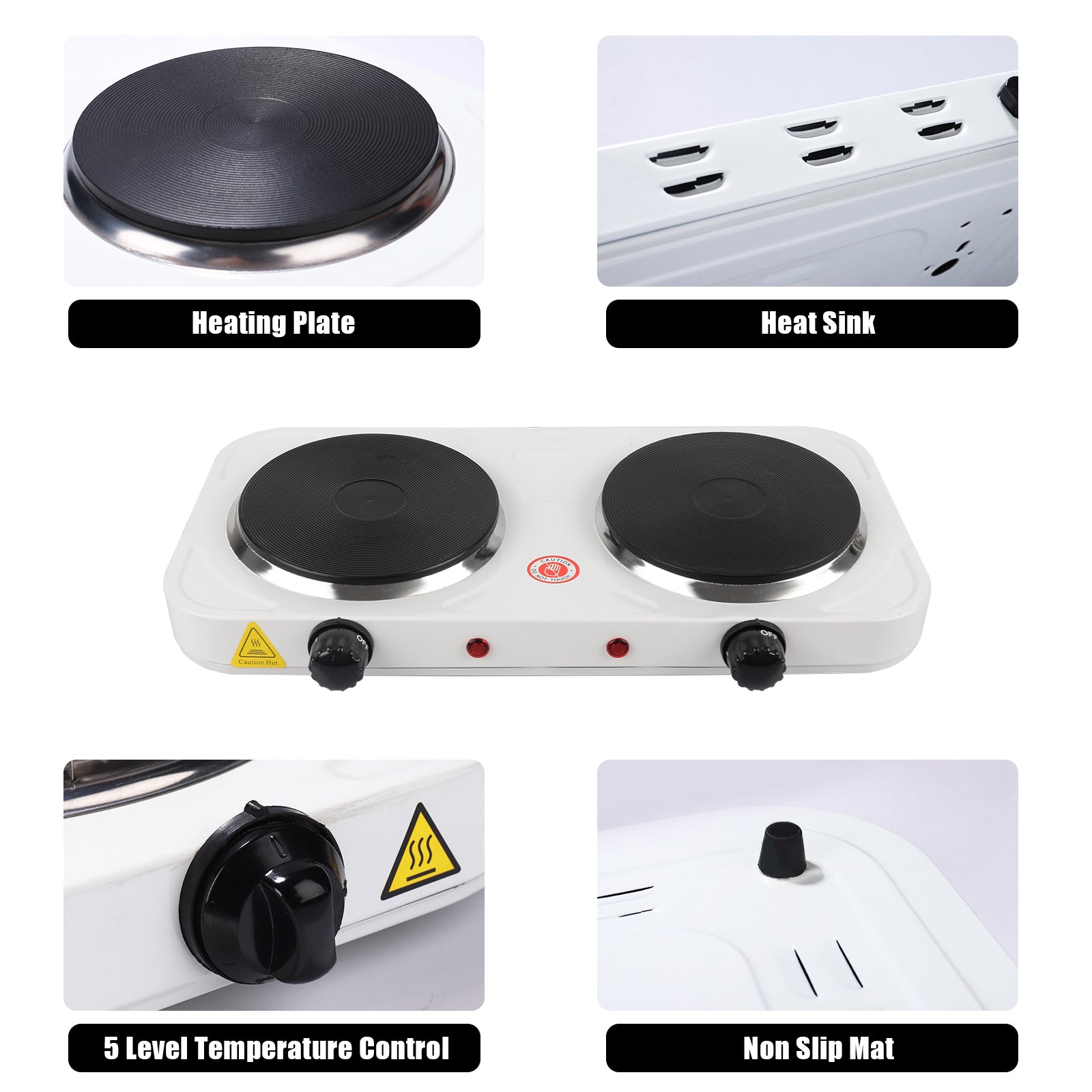 2000W Electric Cooktop Double Burner