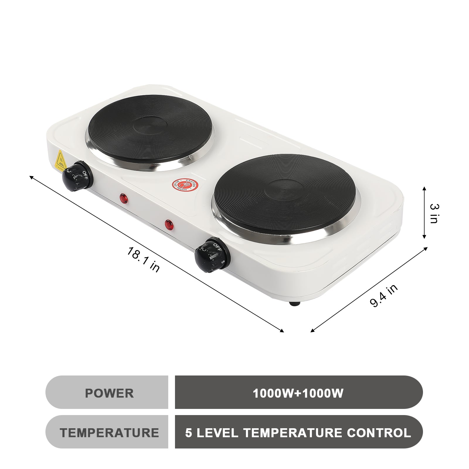 2000W Electric Cooktop Double Burner