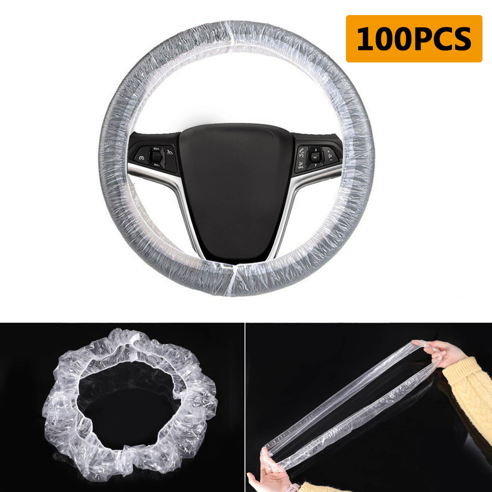 100pcs Disposable Plastic Car Steering Wheel Cover