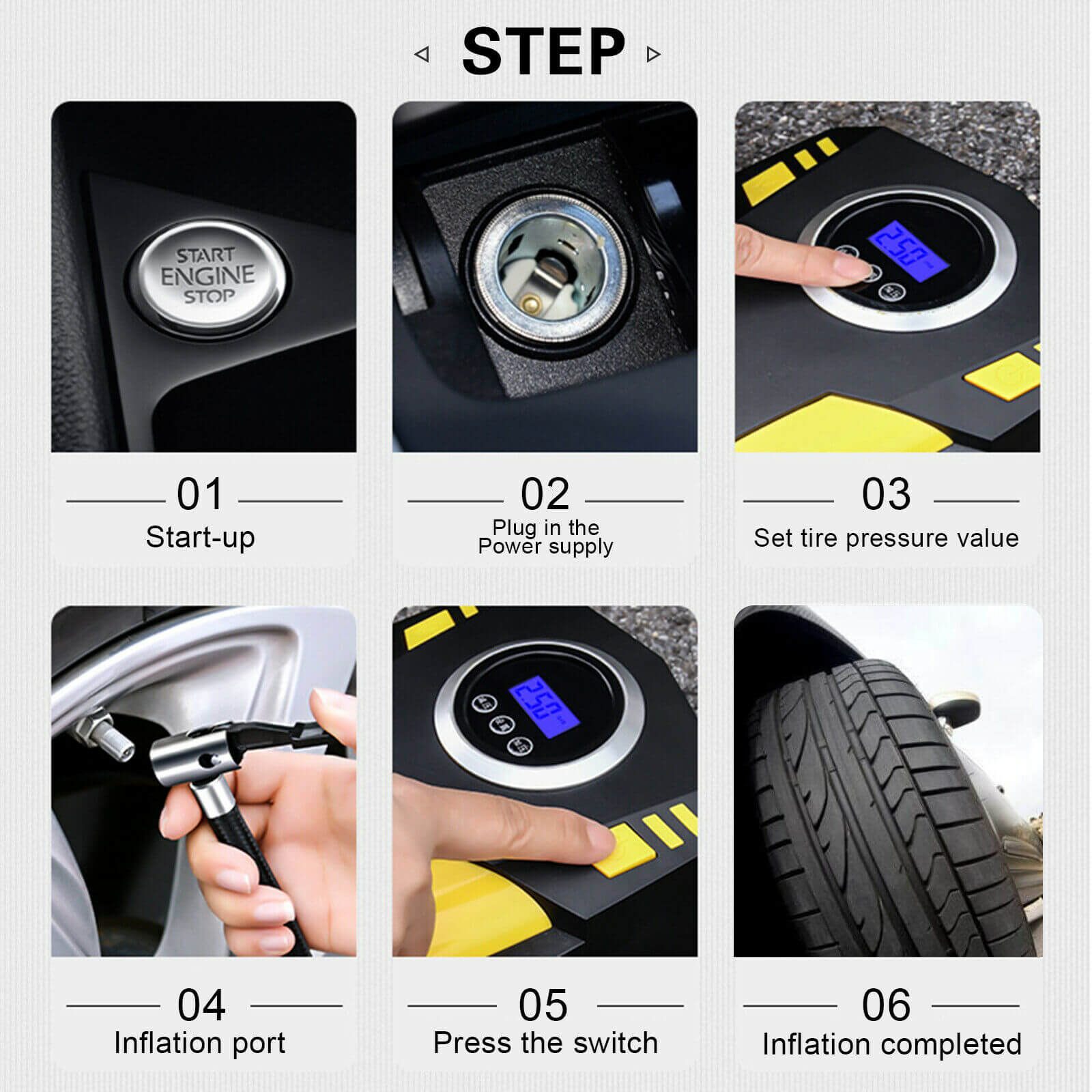 12V Portable Car Tyre Air Inflator usage