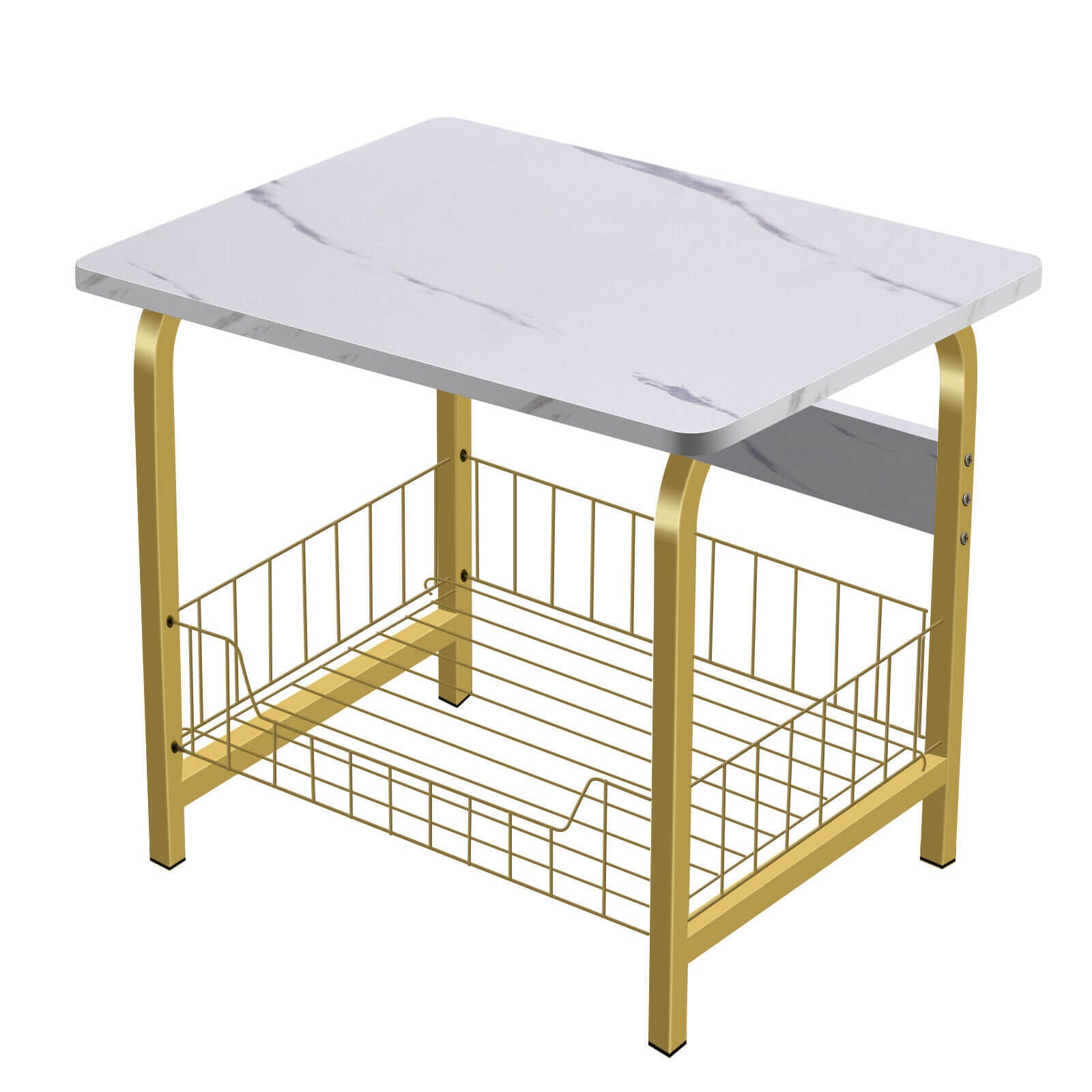 2 Tier Marble Sofa Side Table