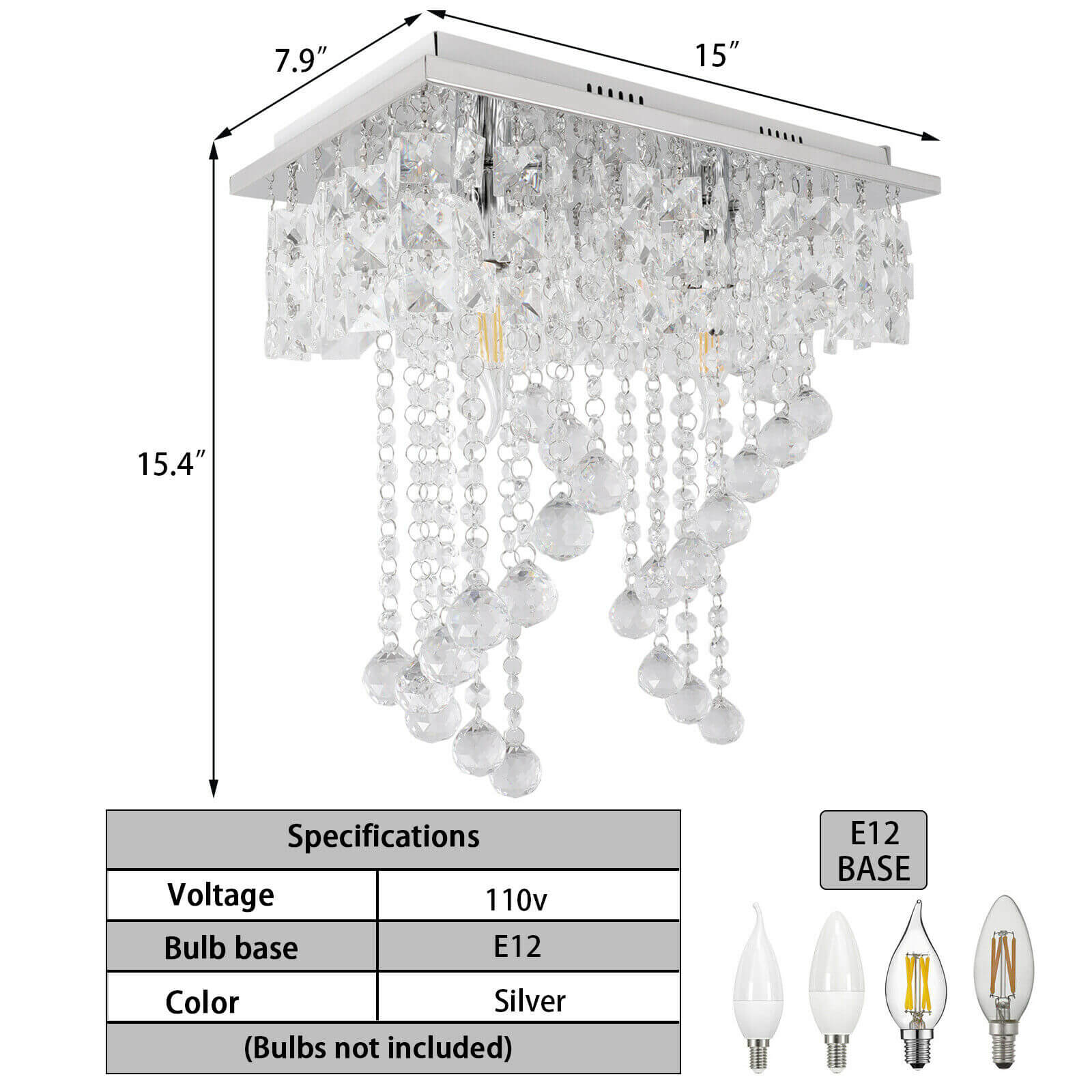 size of 2-Light Raindrop Ceiling Light