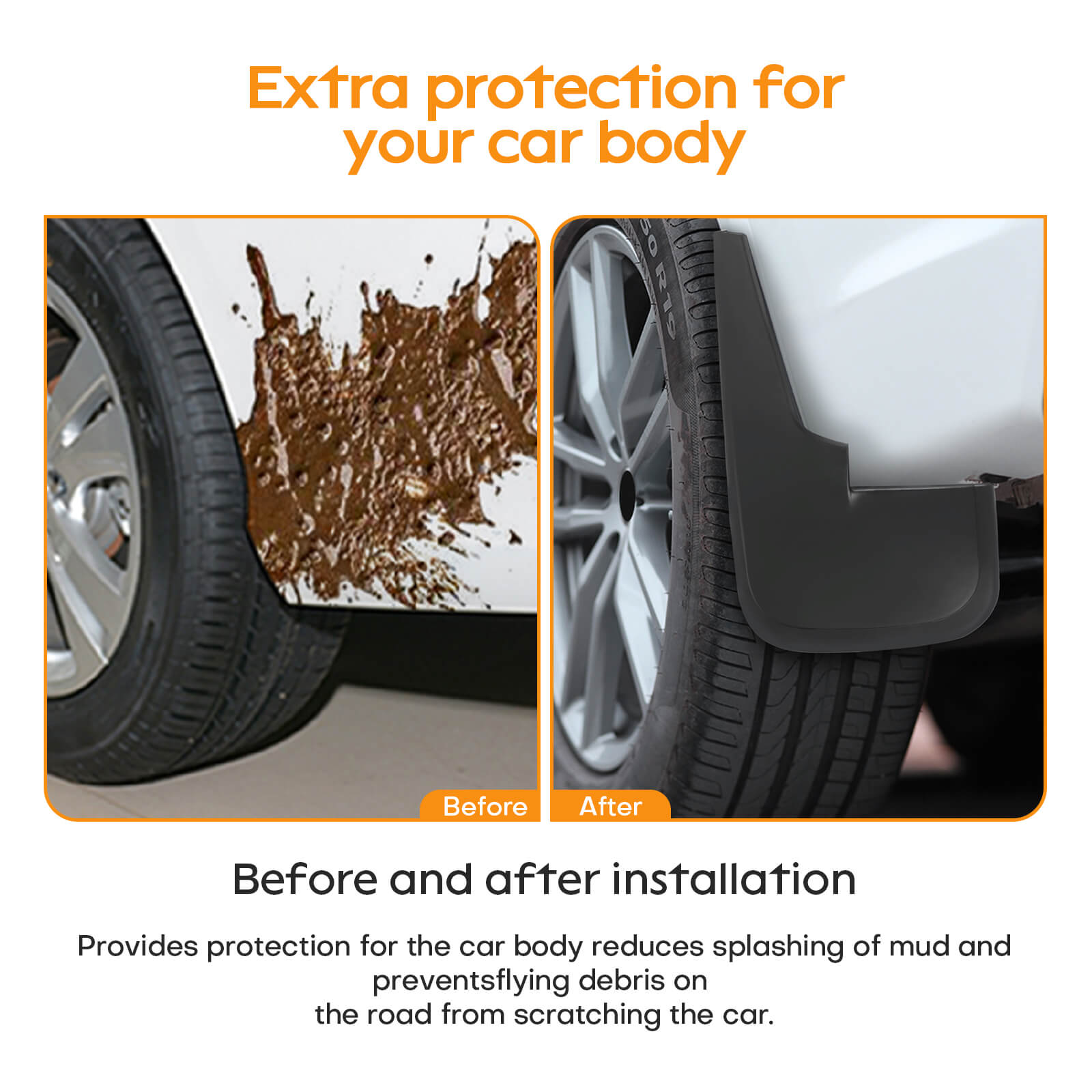 2Pc Universal Rubber Car Mud Flaps - BCBMALL