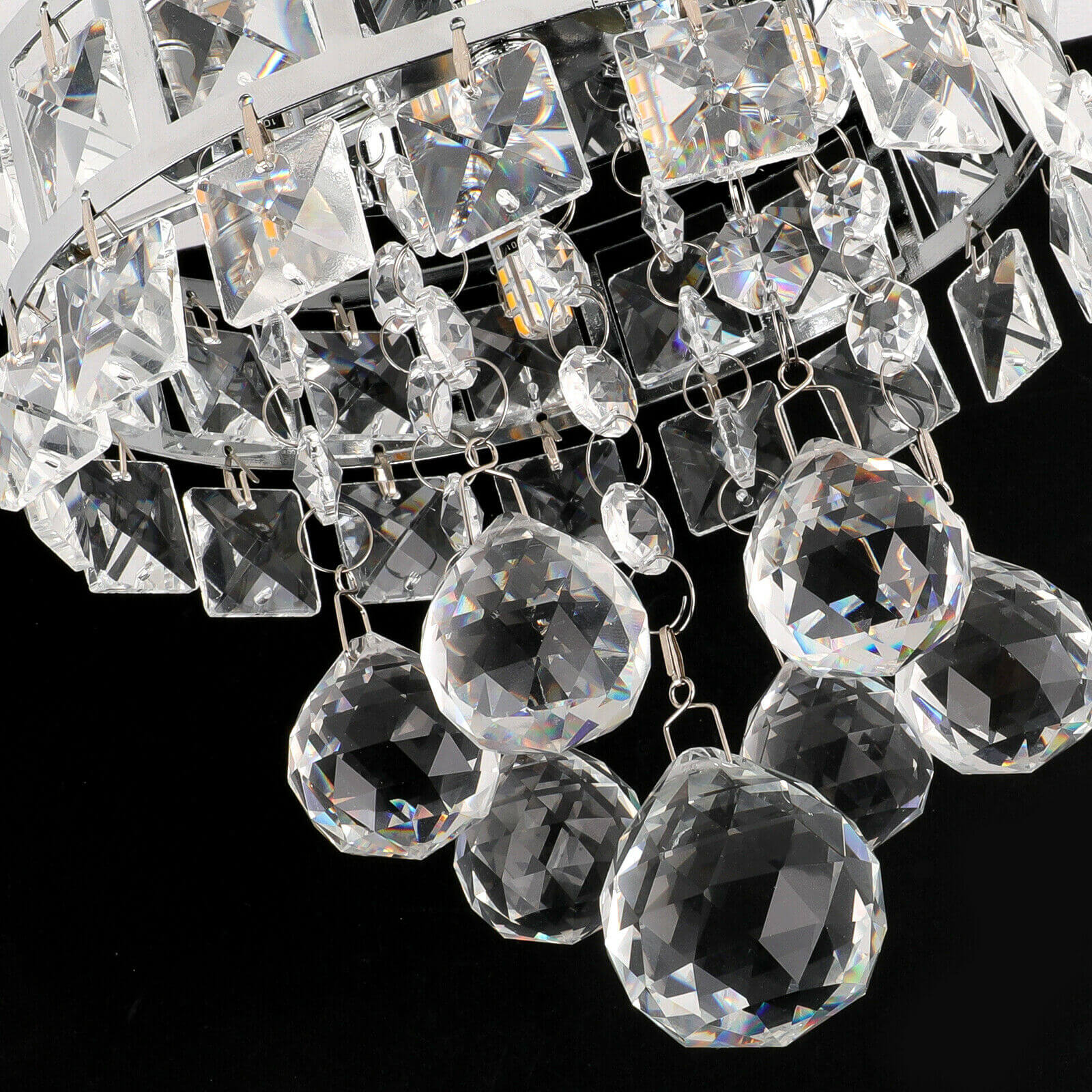 detail of 3-Light Raindrop Crystal Ceiling Light