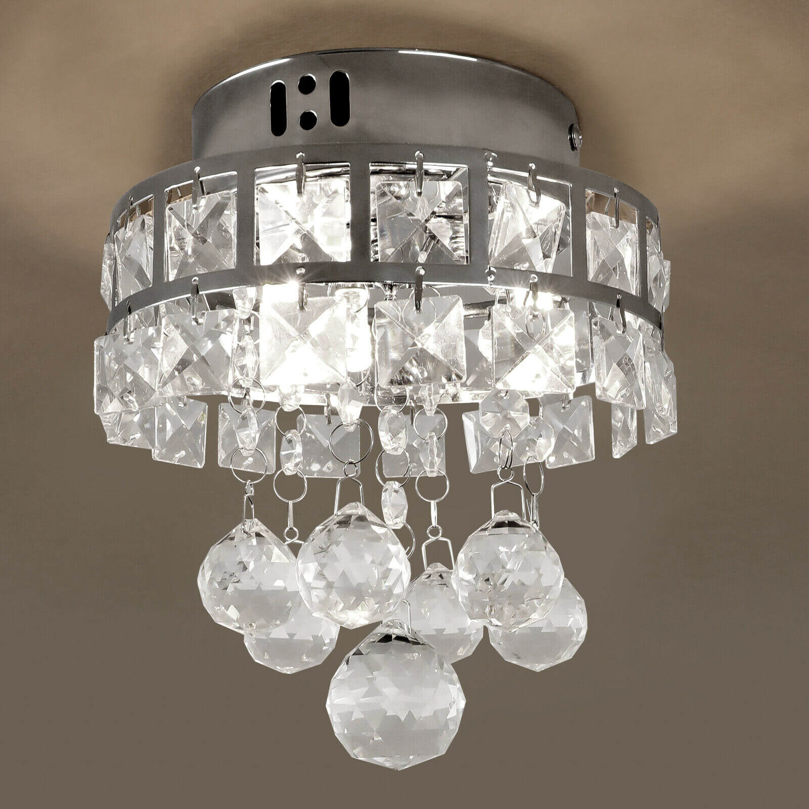 cool white of 3-Light Raindrop Crystal Ceiling Light