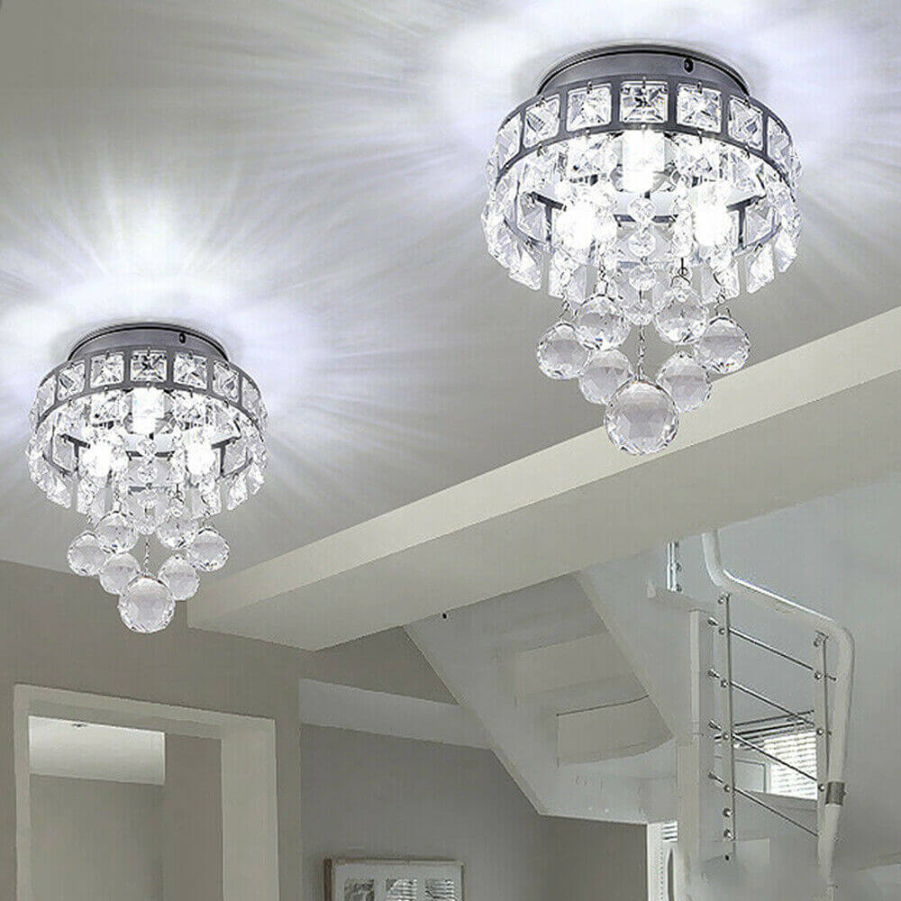 white light of 3-Light Raindrop Crystal Ceiling Light