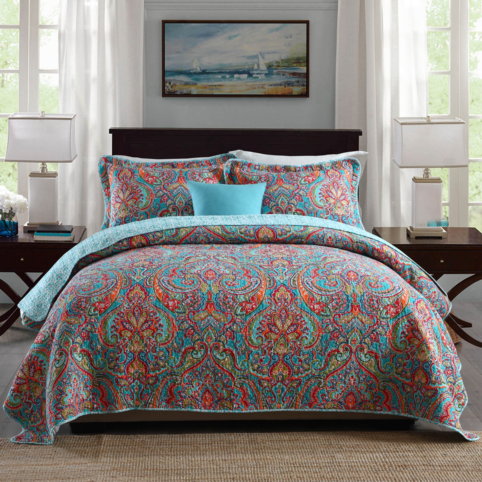 Anminy color 3-piece quilt bedding set