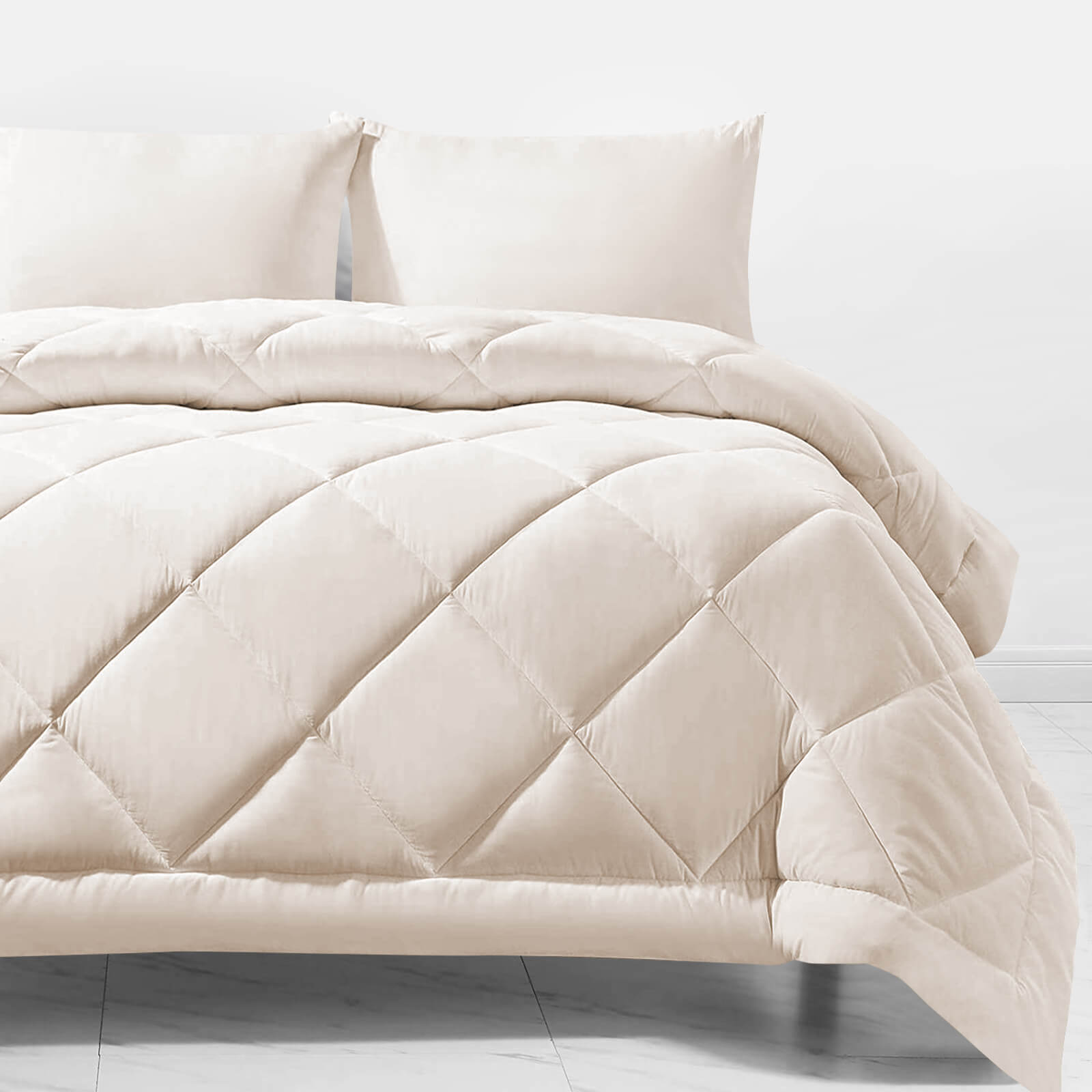 3 Pieces Reversible Comforter Set Beige