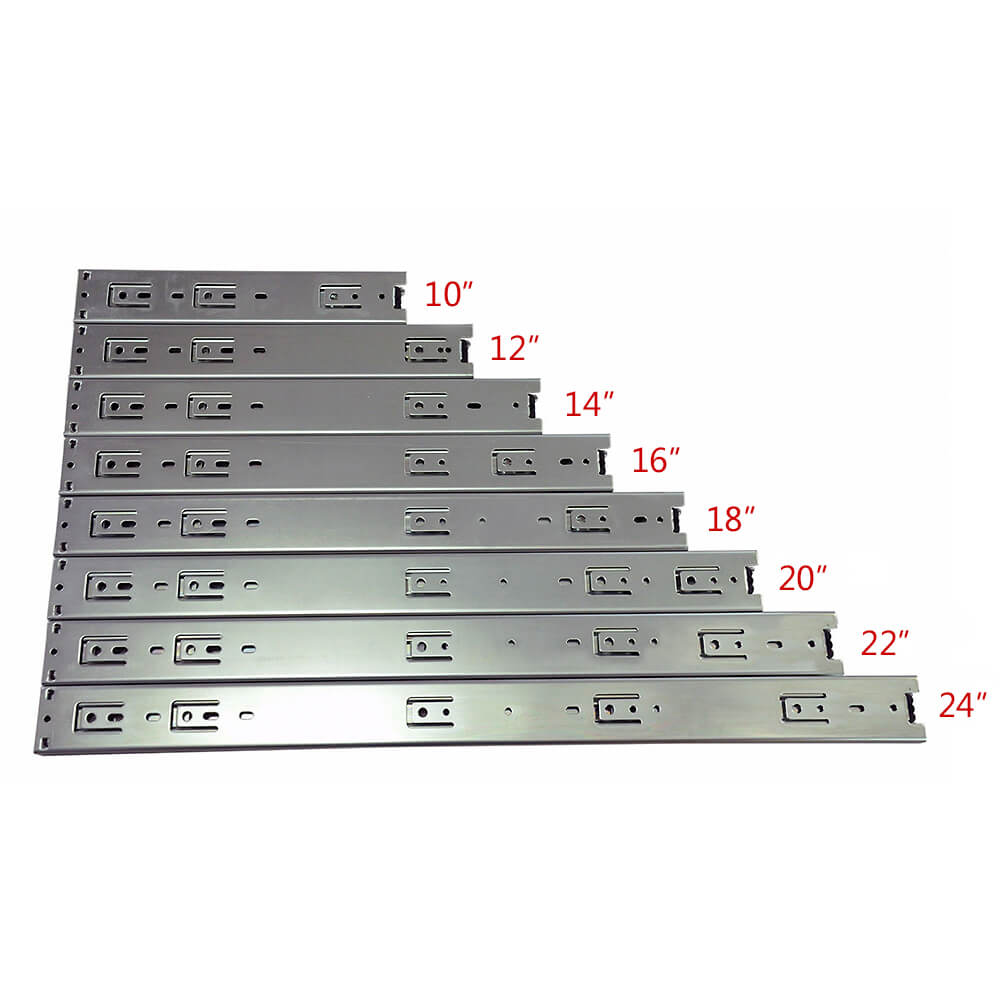 The sizes of the 3-section drawer slides