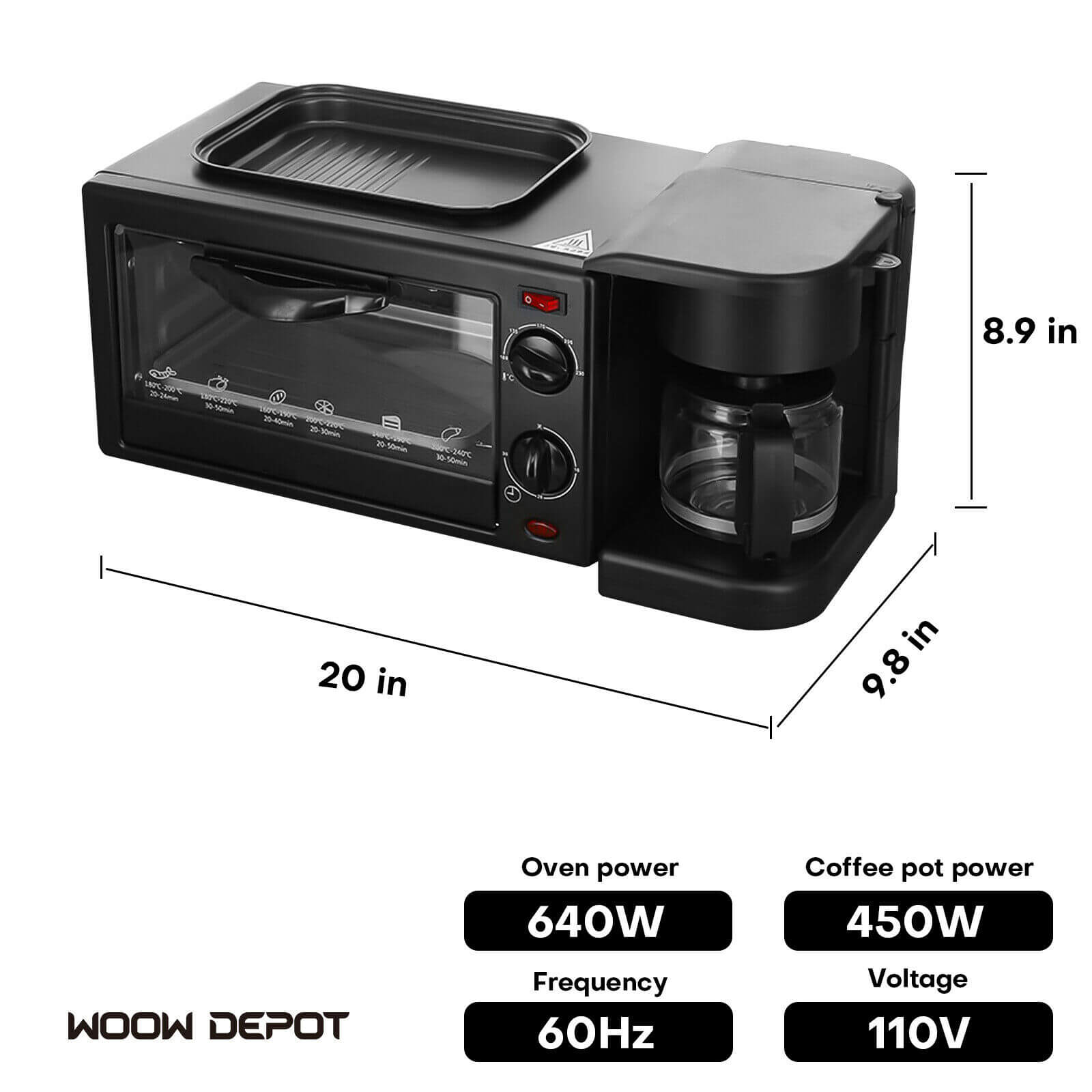 3 in 1 Breakfast Machine size
