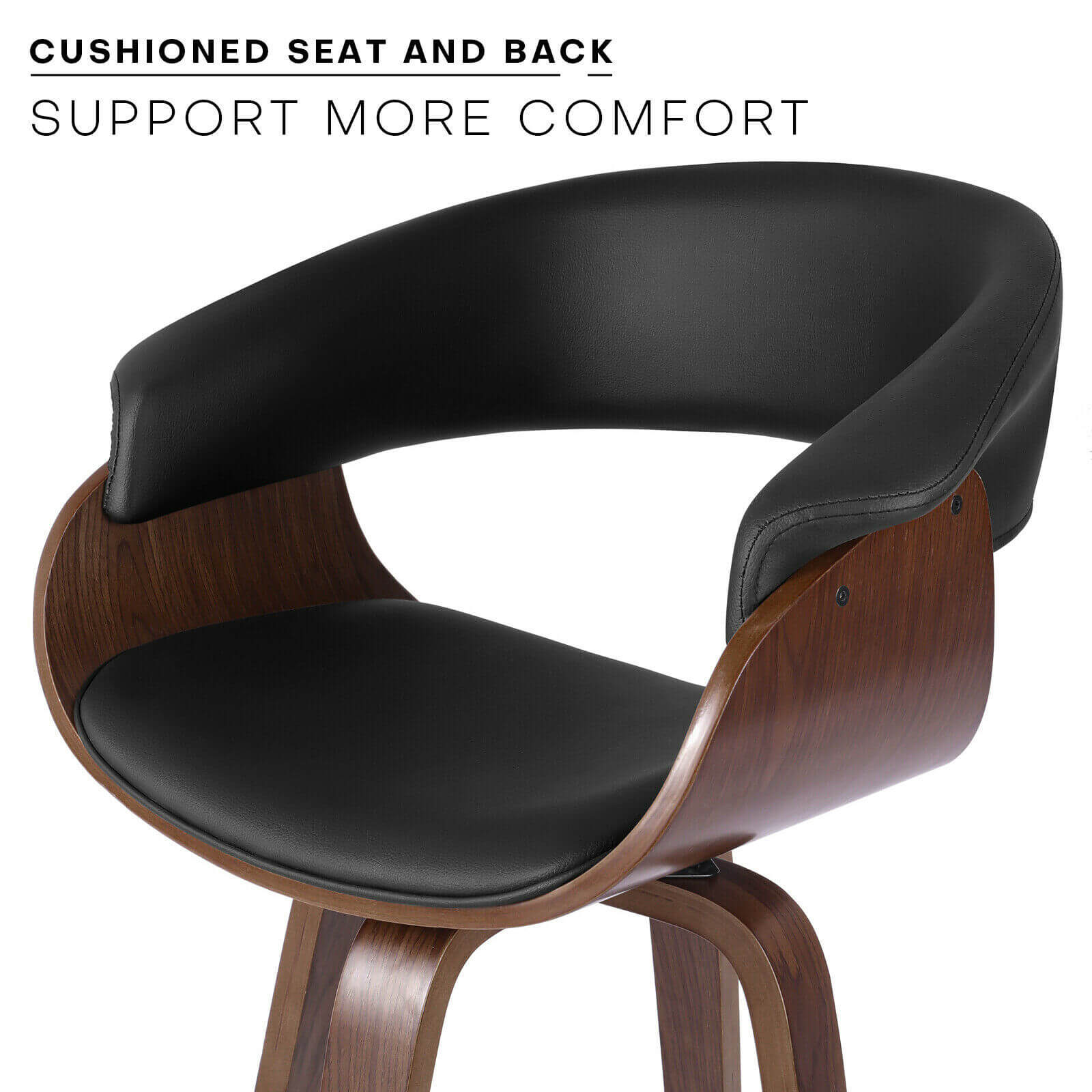 design of 360° Wood Swivel Bar Stool