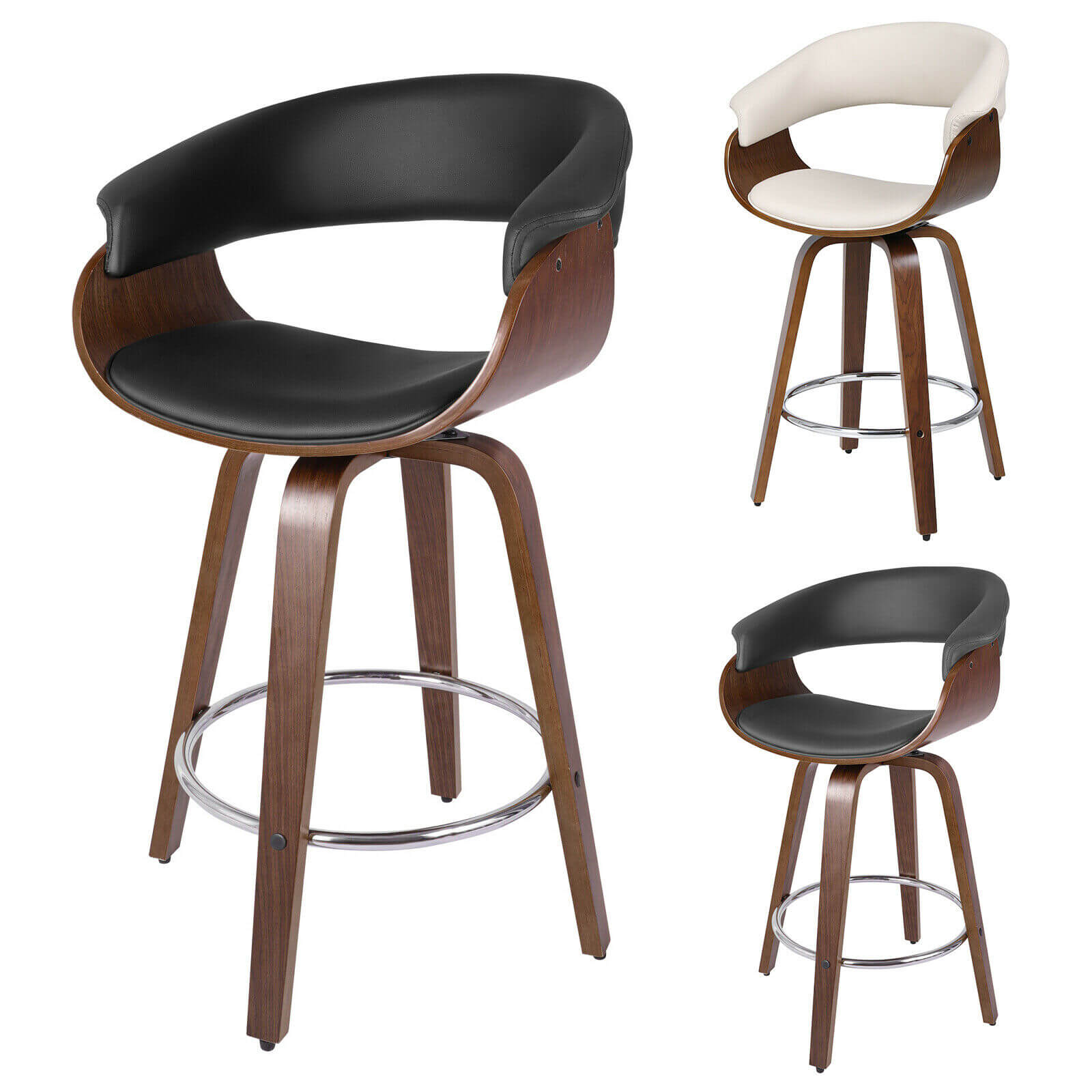 360° Wood Swivel Bar Stool