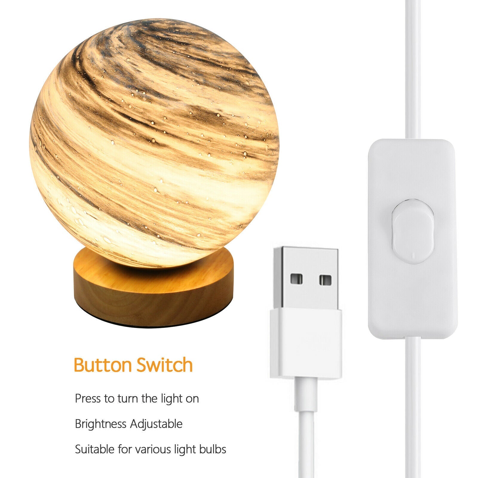 3D LED Moon Lamp detail