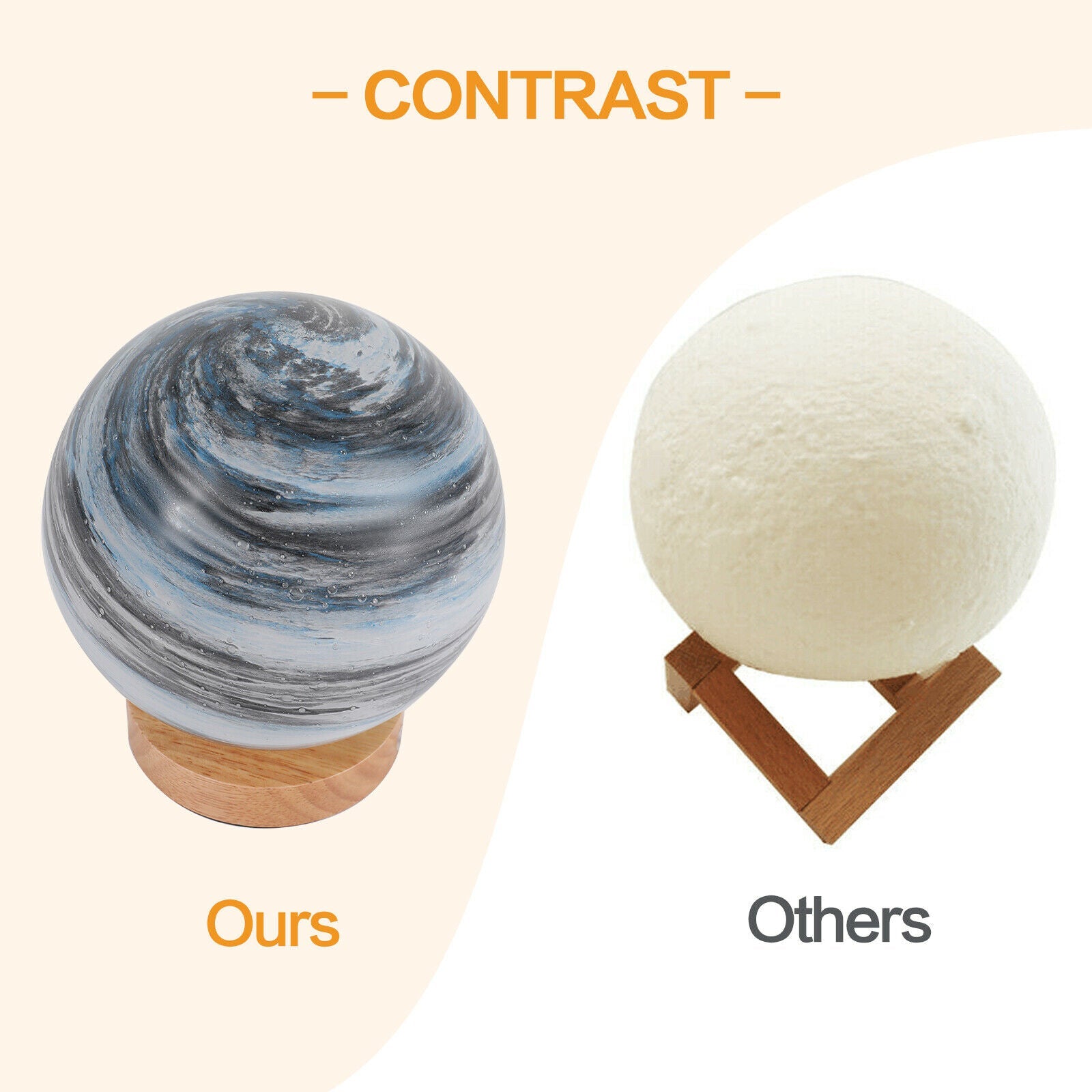 3D LED Moon Lamp contrast