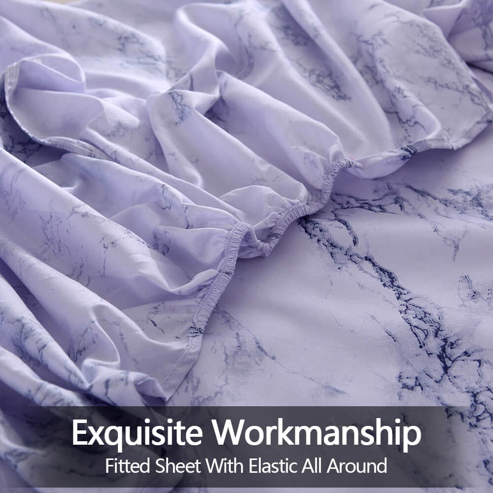 4 Pieces Marble Bed Sheet Set - BCBMALL