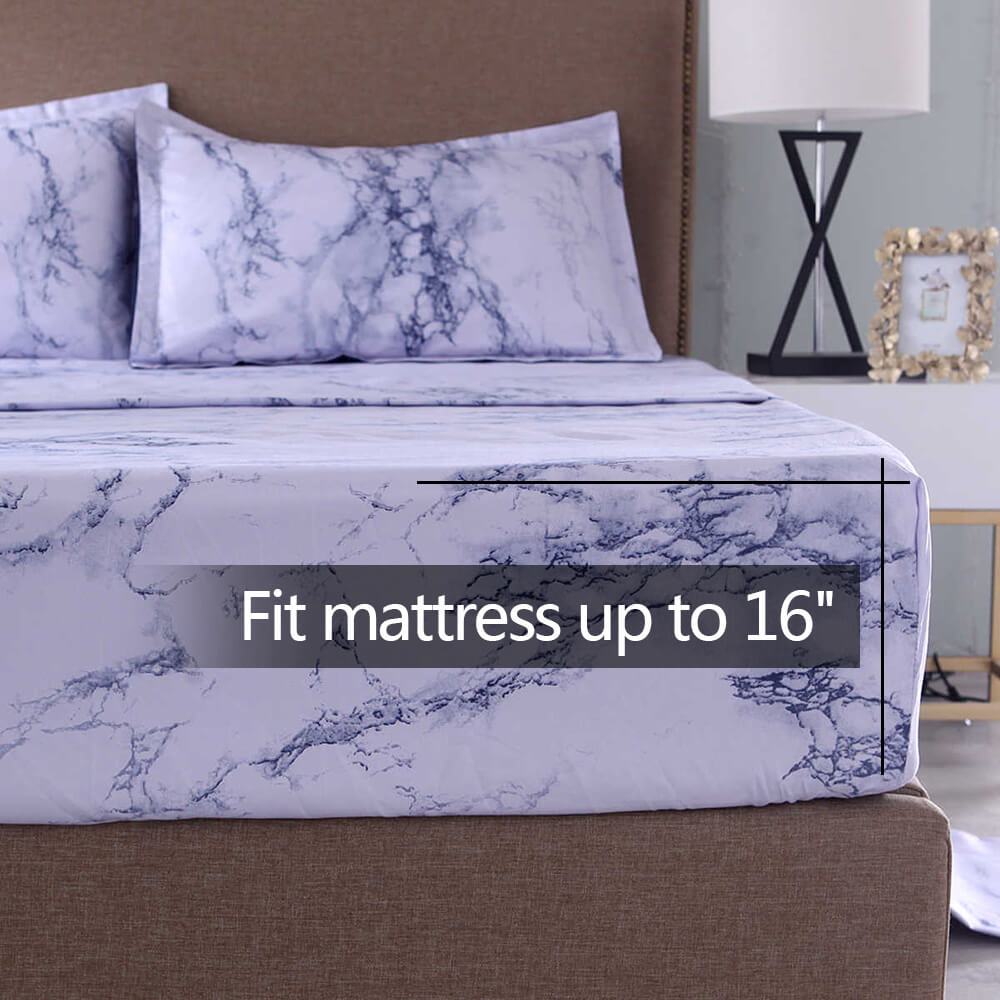 4 Pieces Marble Bed Sheet Set - BCBMALL