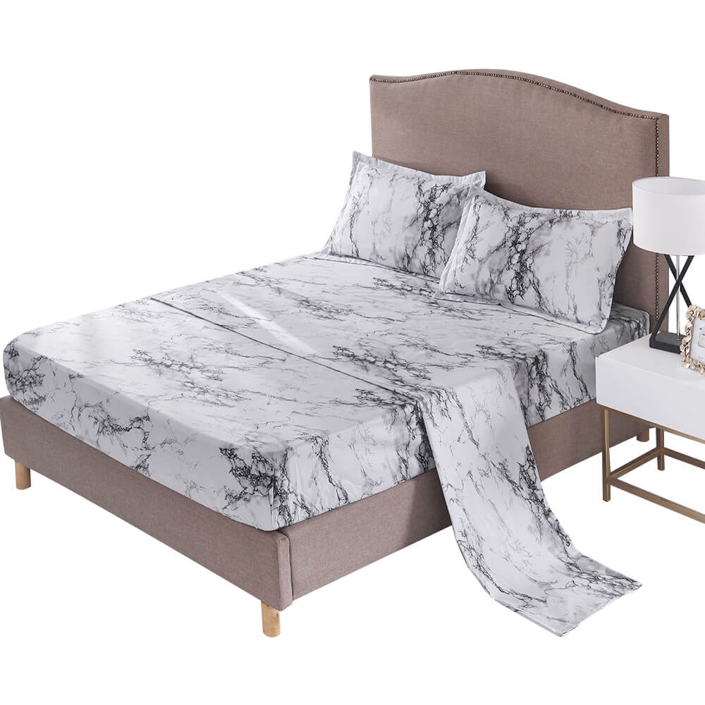 4 Pieces Marble Bed Sheet Set - BCBMALL