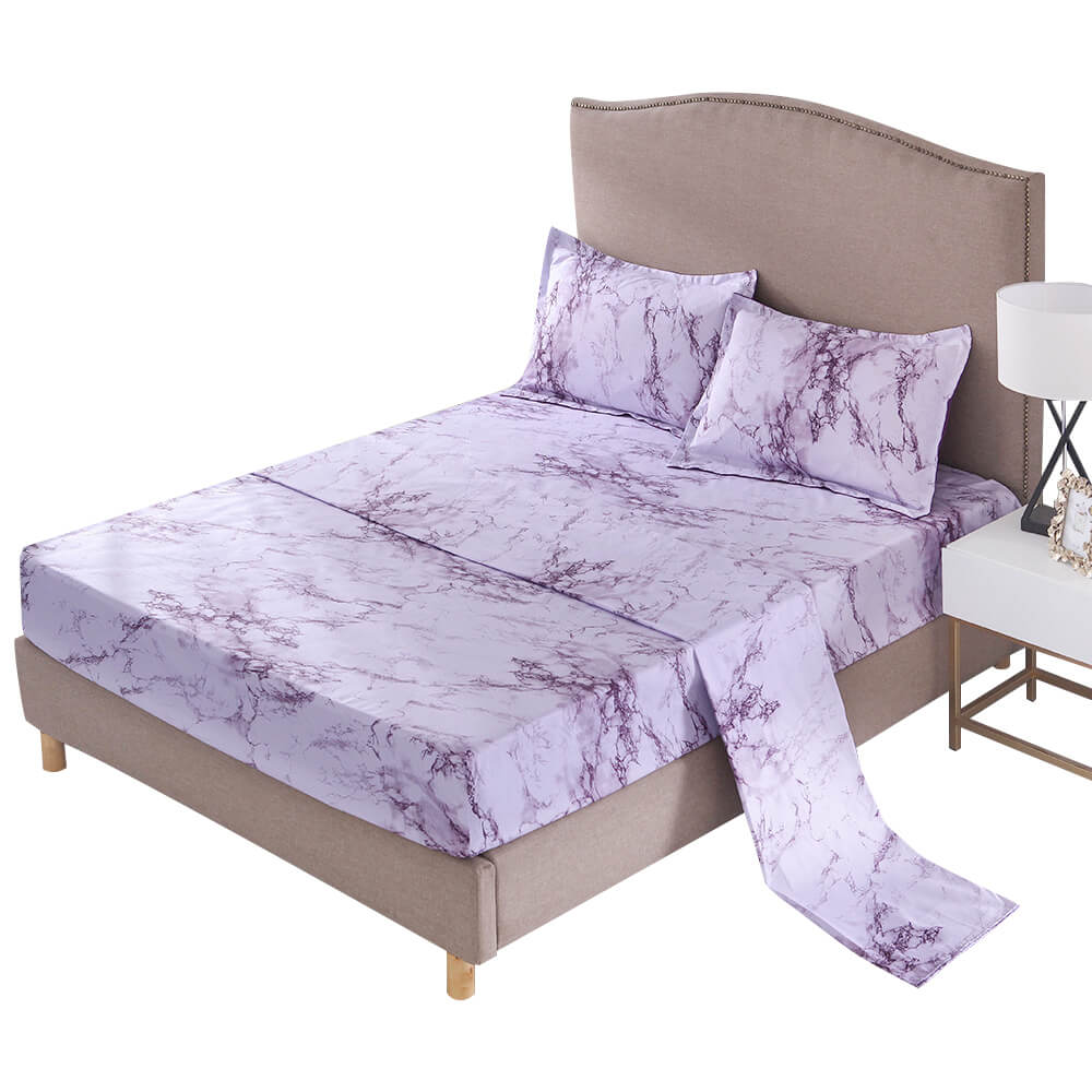 4 Pieces Marble Bed Sheet Set - BCBMALL