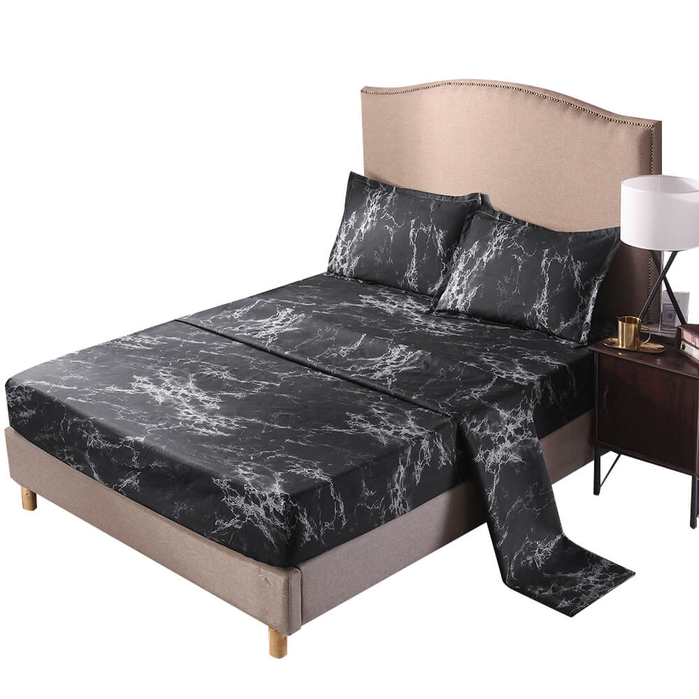 4 Pieces Marble Bed Sheet Set - BCBMALL