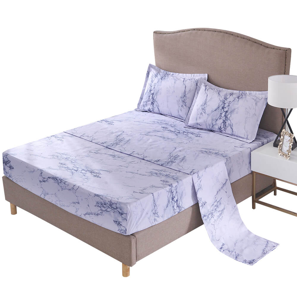 4 Pieces Marble Bed Sheet Set - BCBMALL
