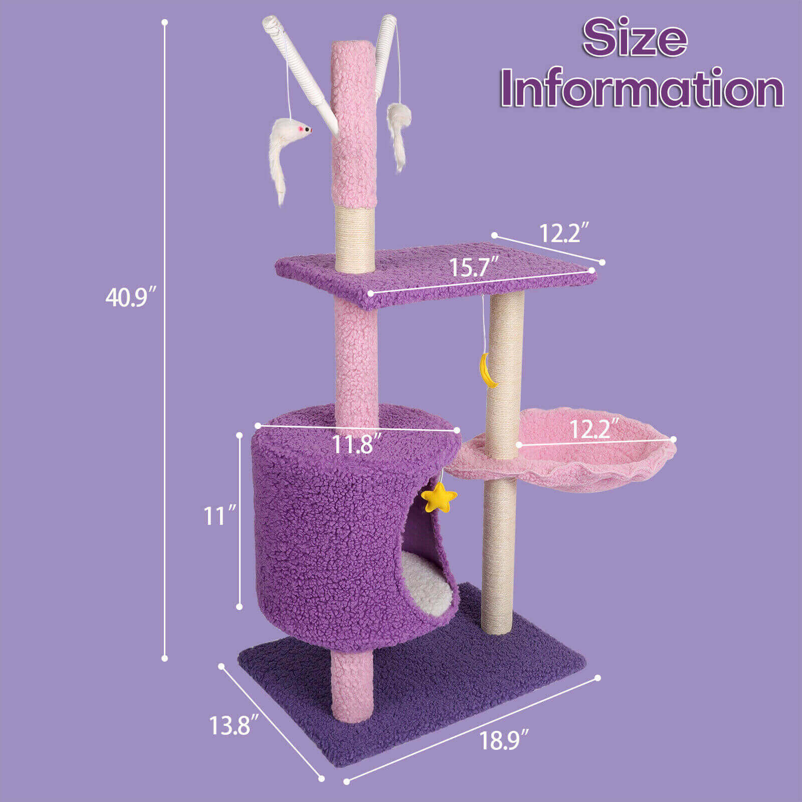 size of 41" Cat Tree Scratching Tower