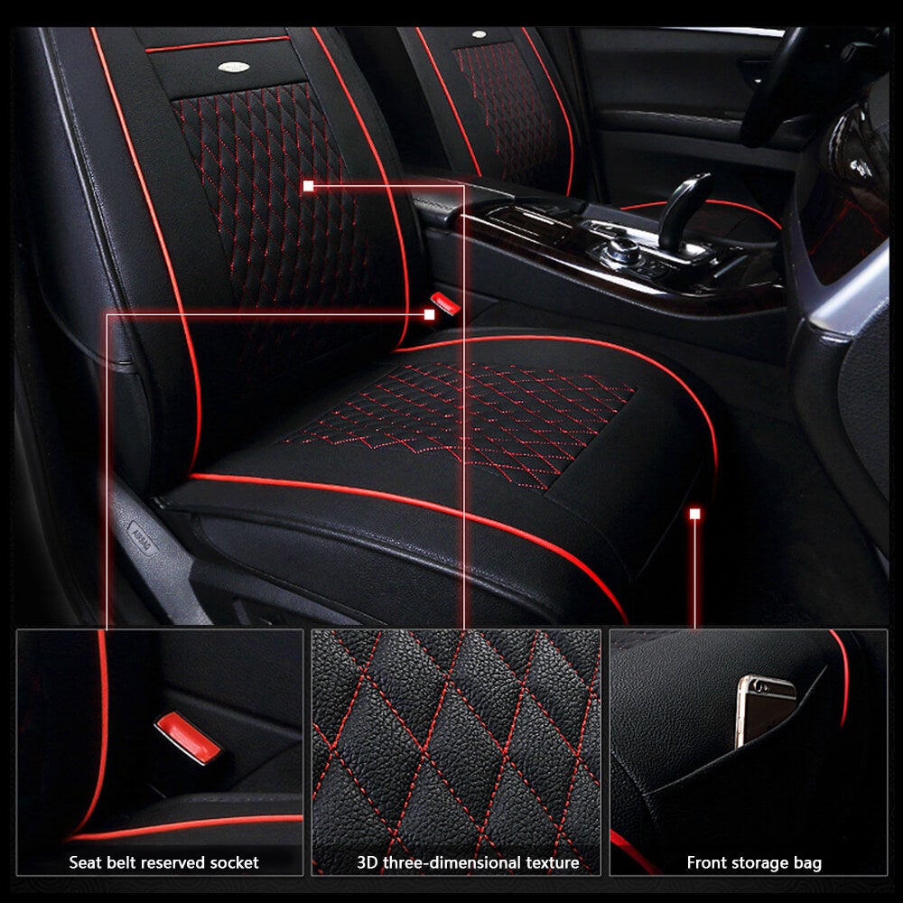 feature of 5-Seat Car Seat Cover, Luxury Leather Lattice