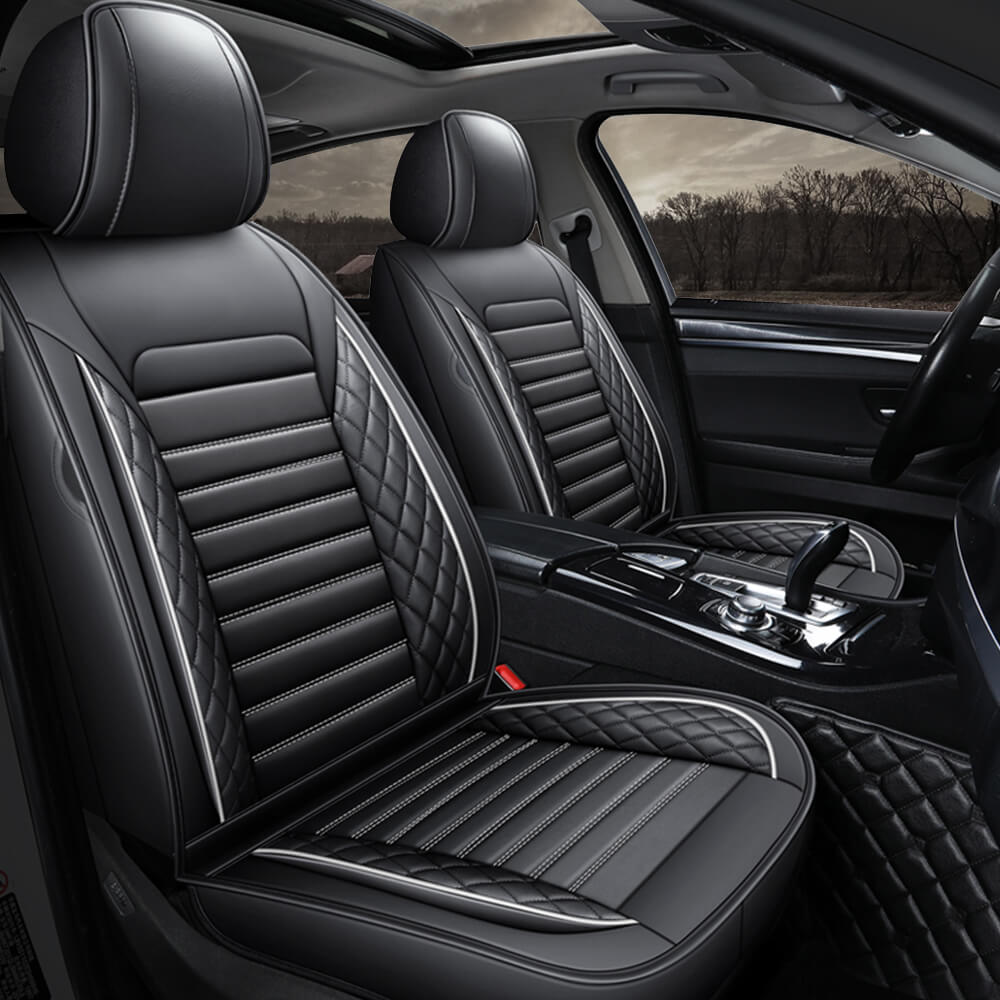 white front 5D PU Leather Car Seat Covers