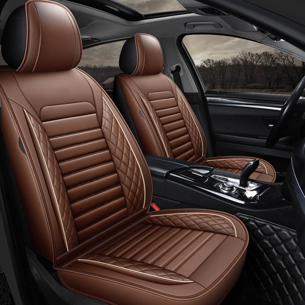 brown front 5D PU Leather Car Seat Covers