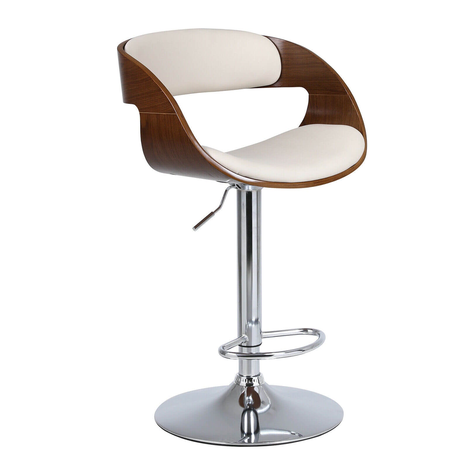white Adjustable 360° Wood Swivel Bar Stool