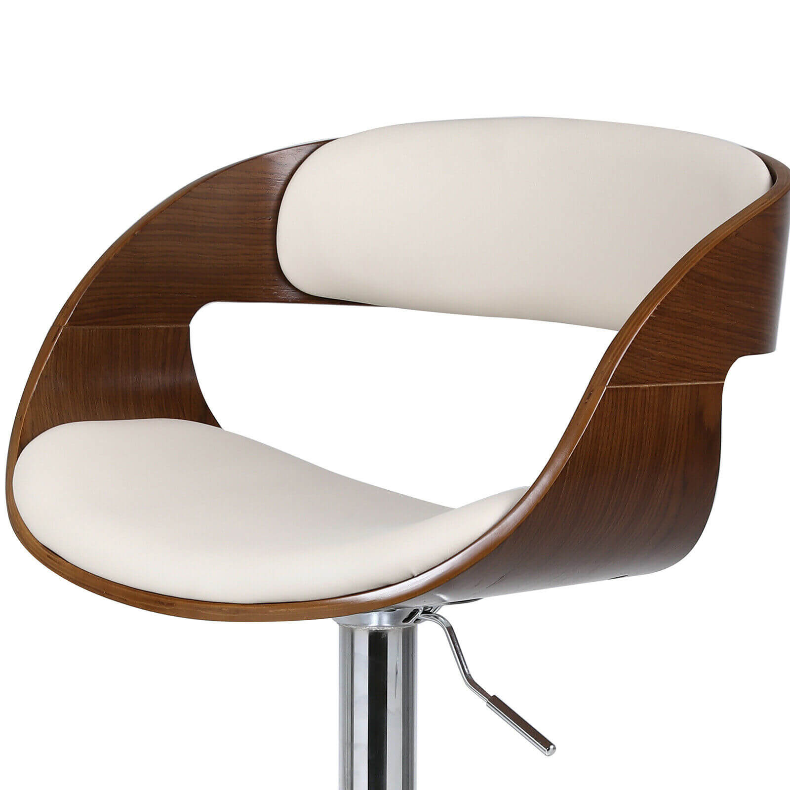 detail display of Adjustable 360° Wood Swivel Bar Stool