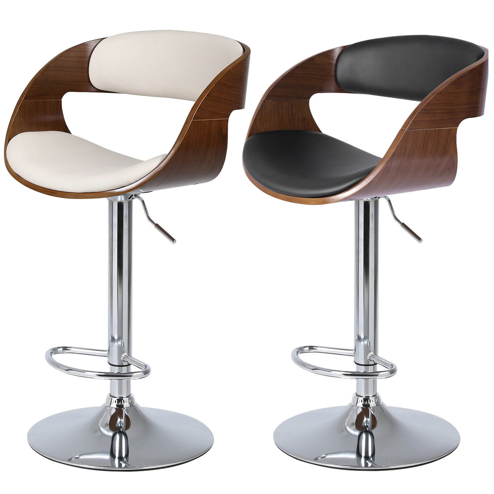 Adjustable 360° Wood Swivel Bar Stool