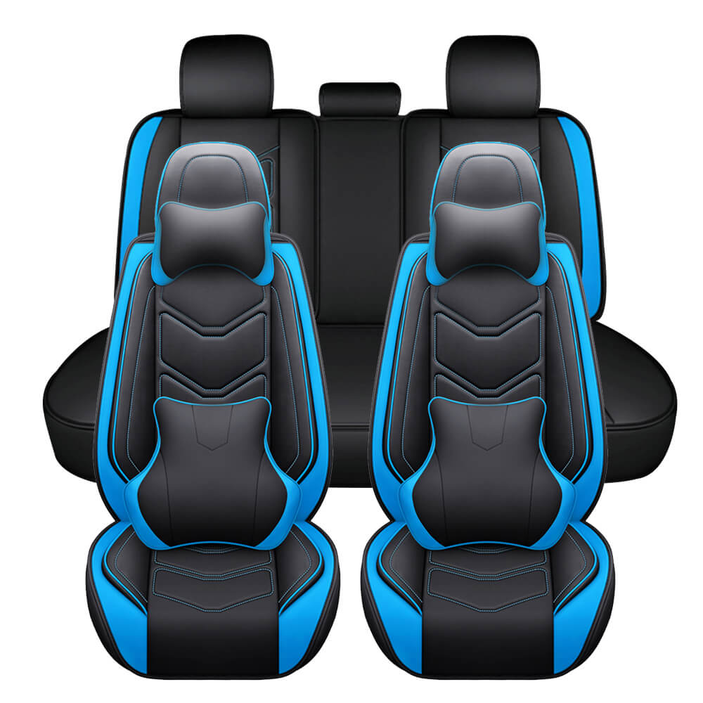 blue Leather Car Seat Covers Full Set