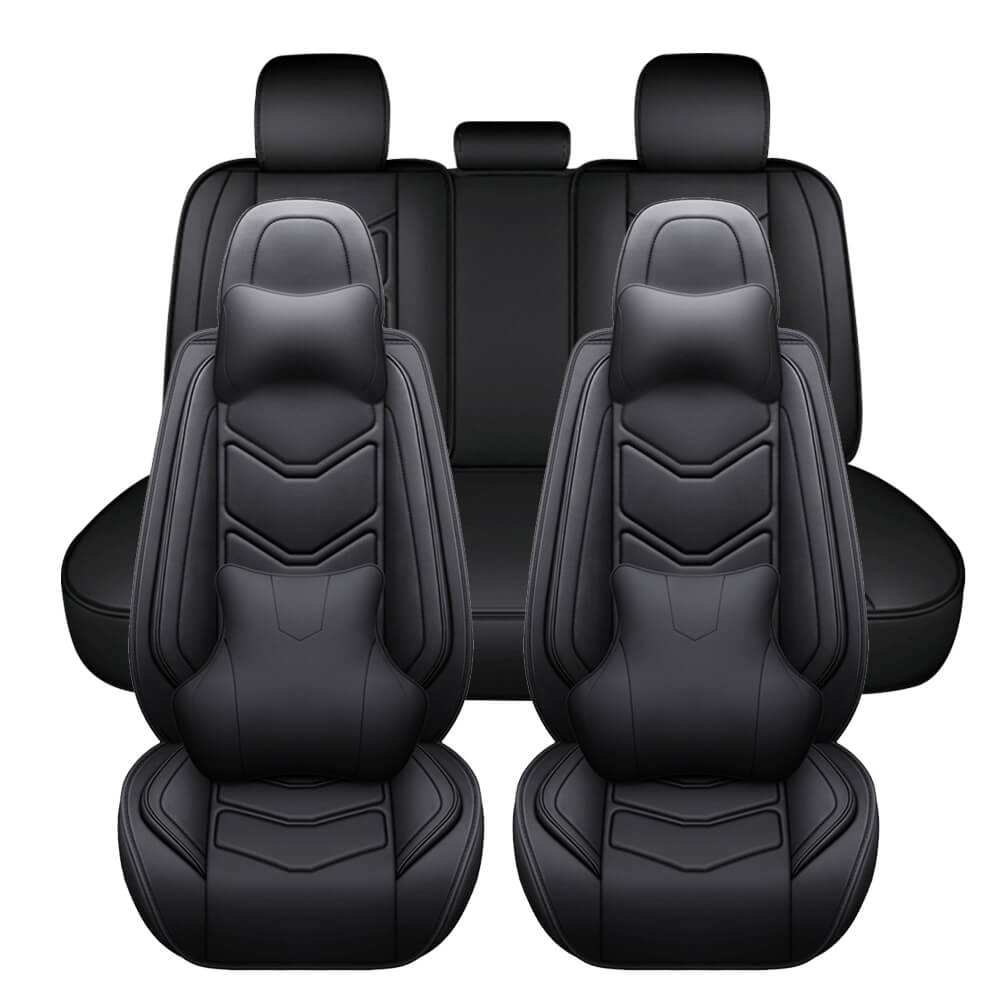 black Leather Car Seat Covers Full Set