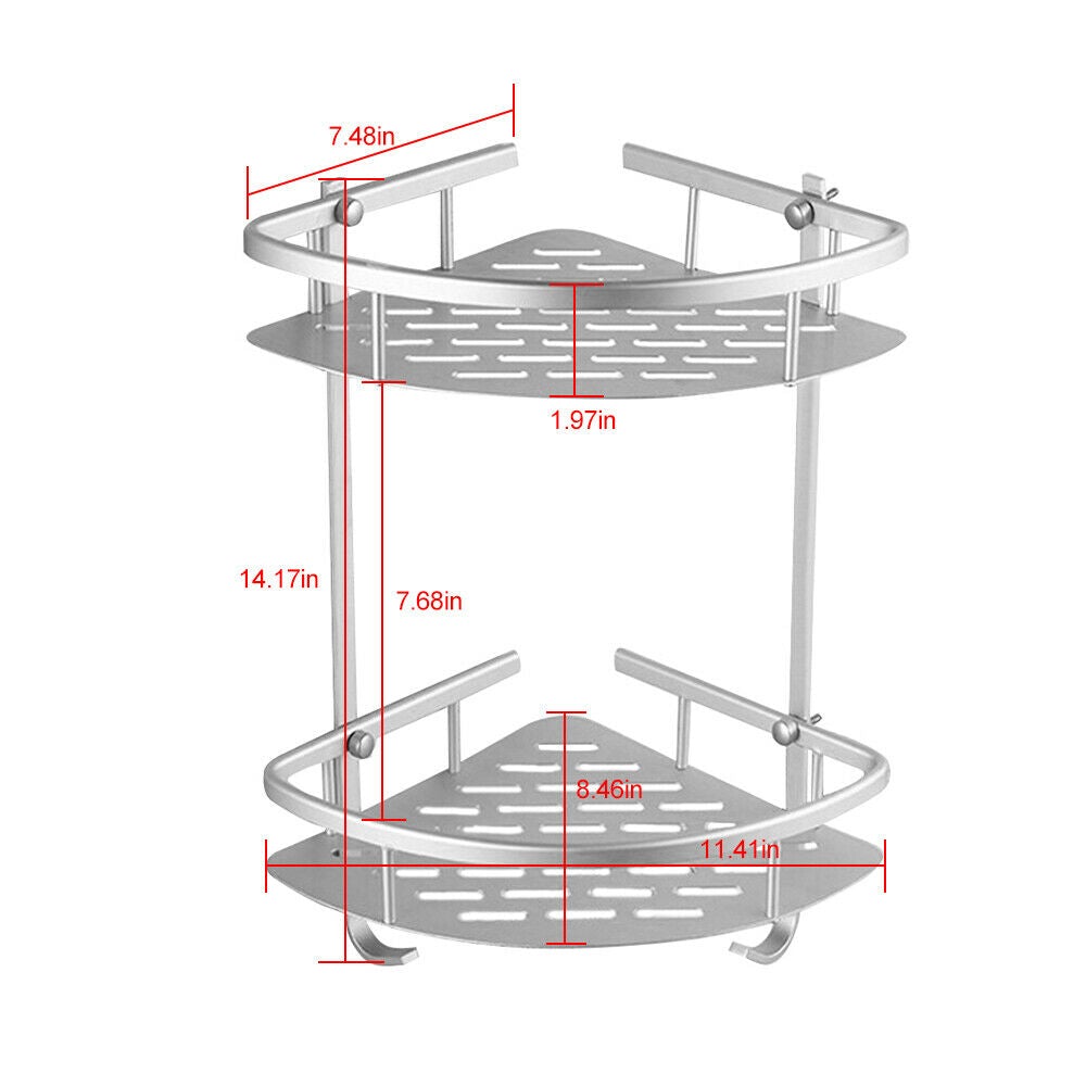 size of Bathroom Triangular Wall Shelf Holder, 2-Layer