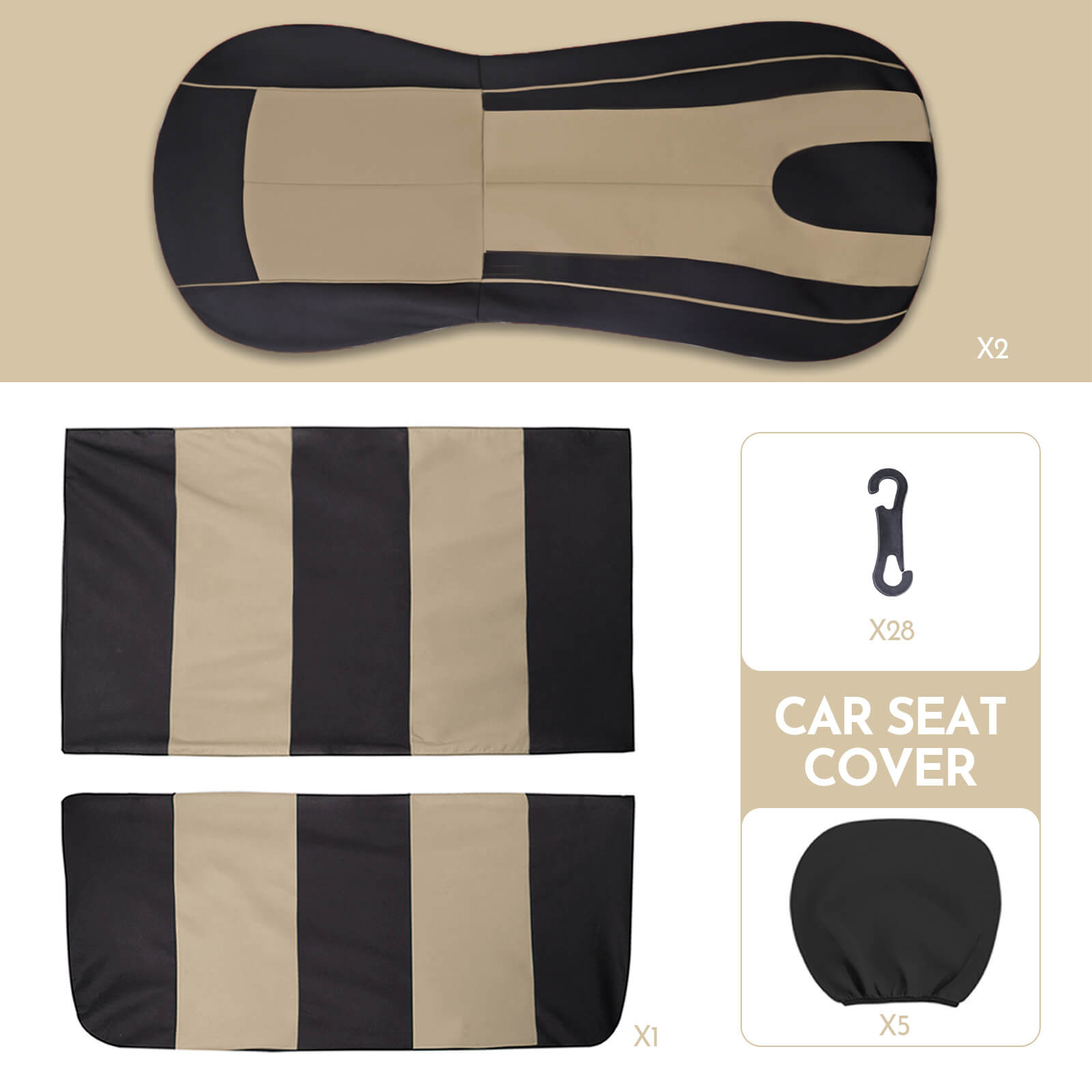package of Cloth Seat Covers, 2 Front / 5 Seat